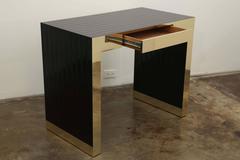 Brass and Two-Tone Black Laminate Writing Table Desk or Small Console by Ello