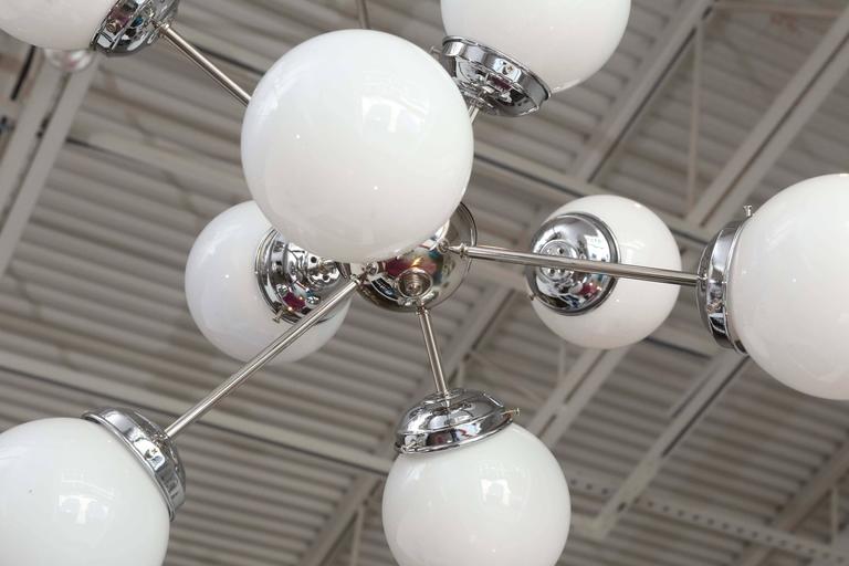 Mid Century Modern Argetinian 8 White Globe And Chrome Sputnik Argentine Mid Century Modern Argetinian 8 White Globe And Chrome Sputnik Chandelier For