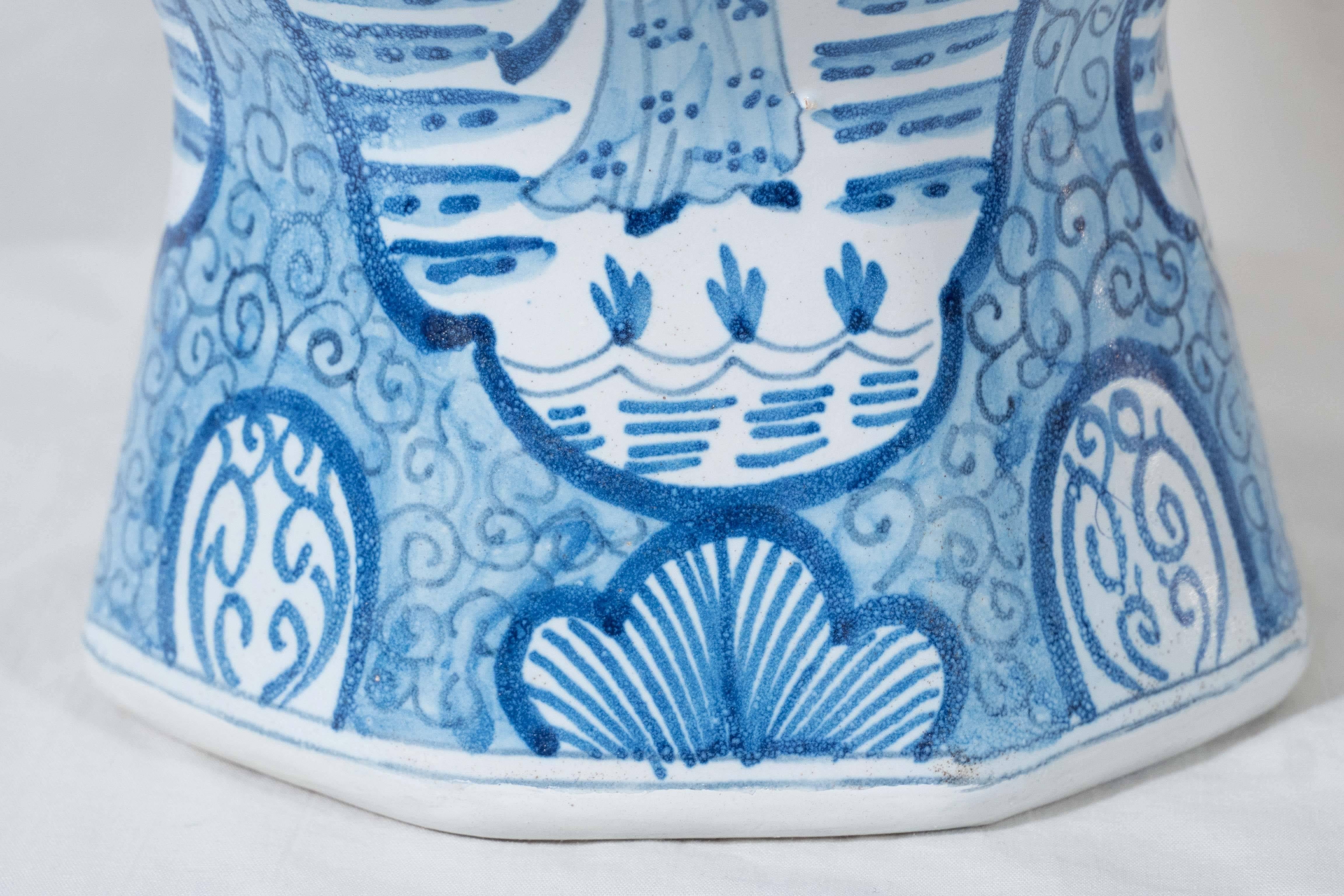 Chinoiserie Pair Delft Blue and White Vases