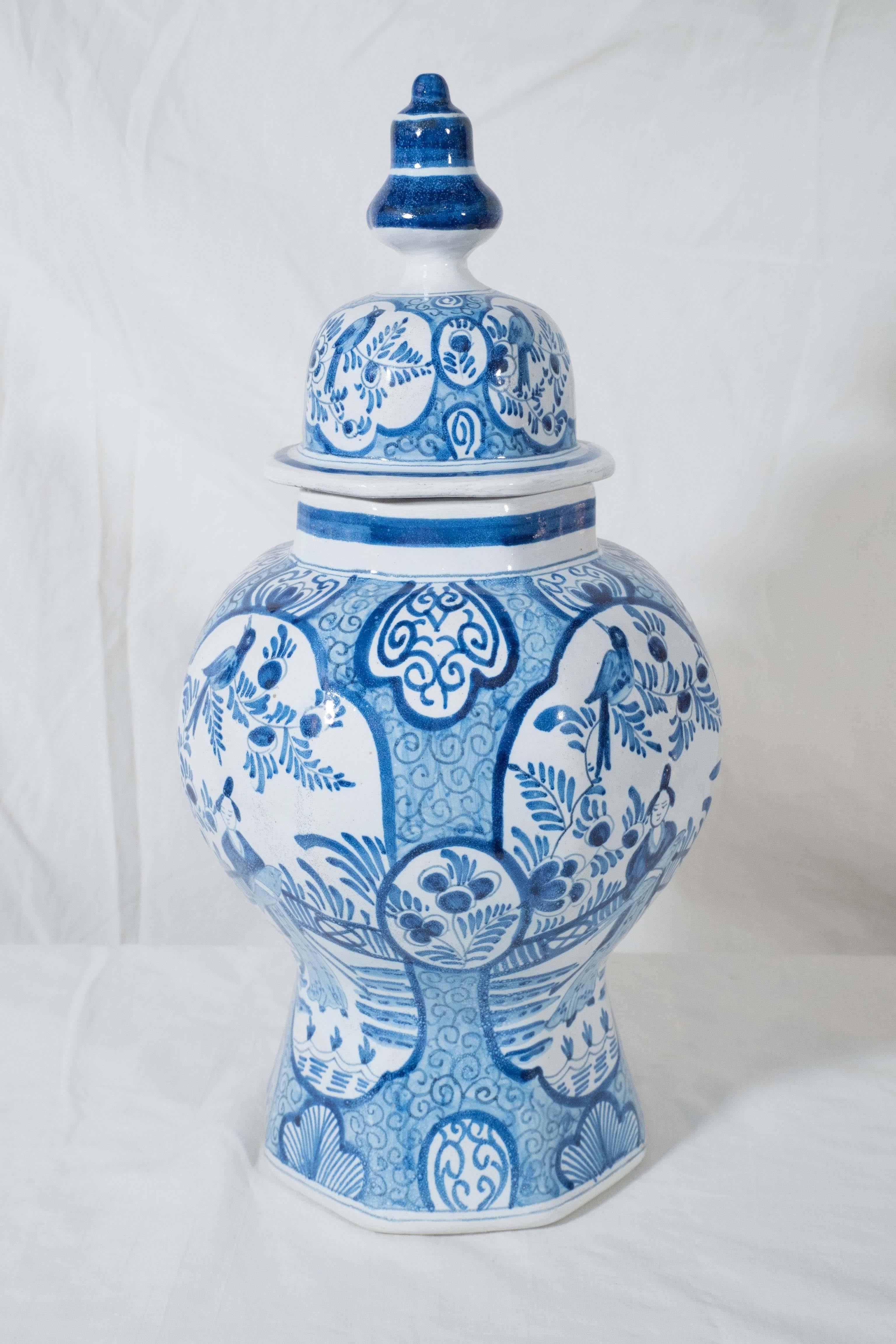 Dutch Pair Delft Blue and White Vases
