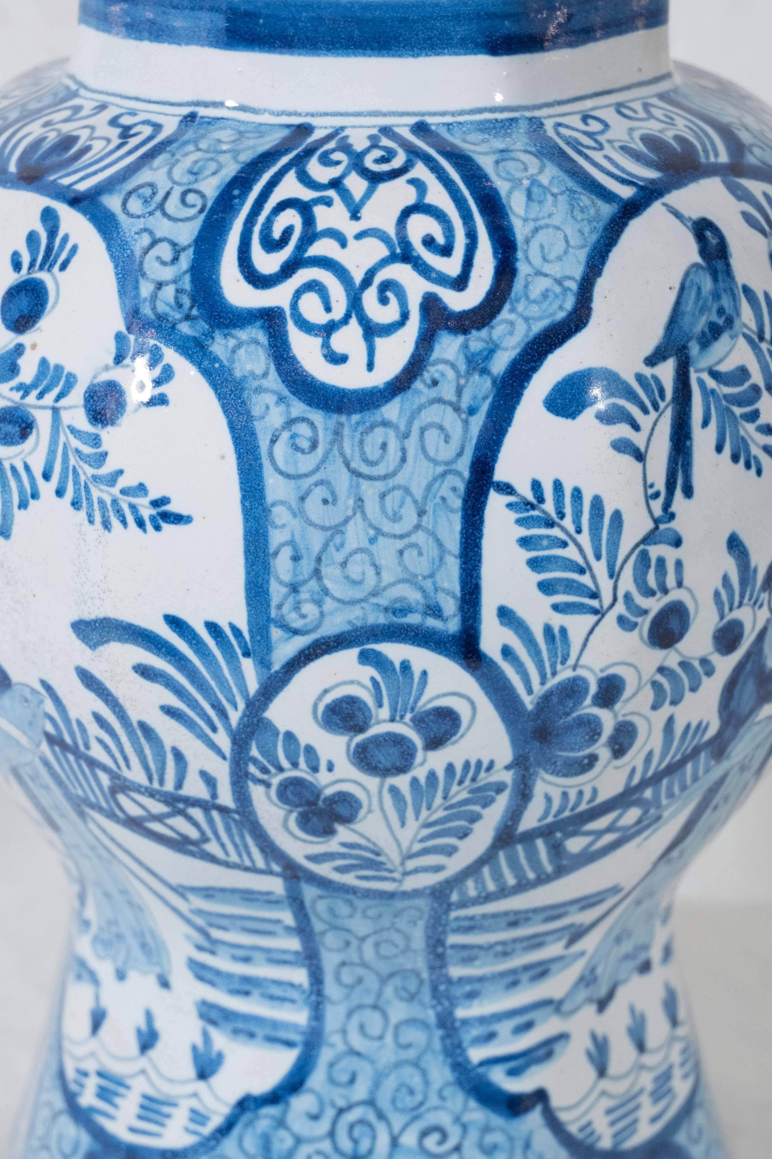 Pair Delft Blue and White Vases In Excellent Condition In Katonah, NY