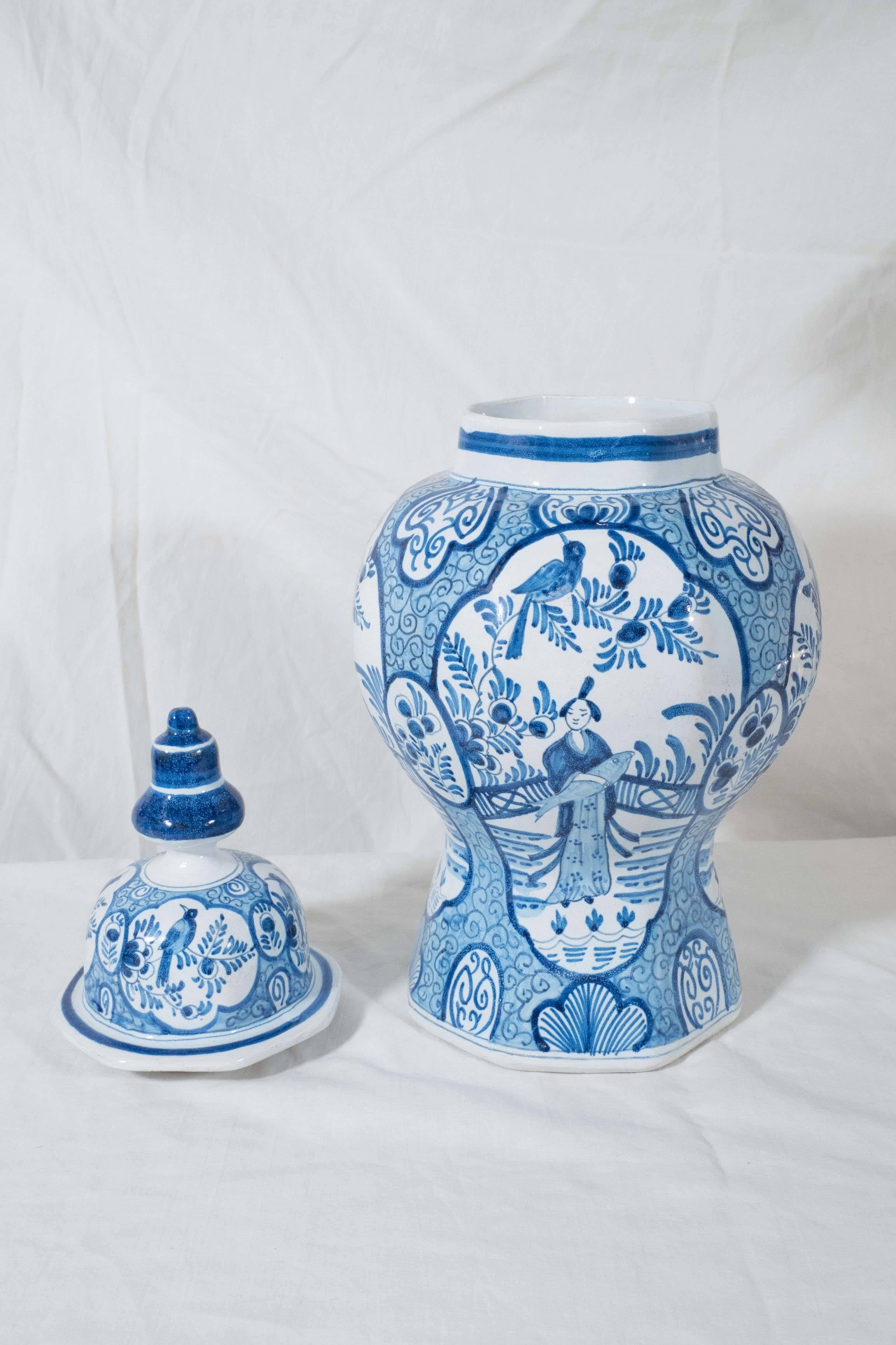 19th Century Pair Delft Blue and White Vases