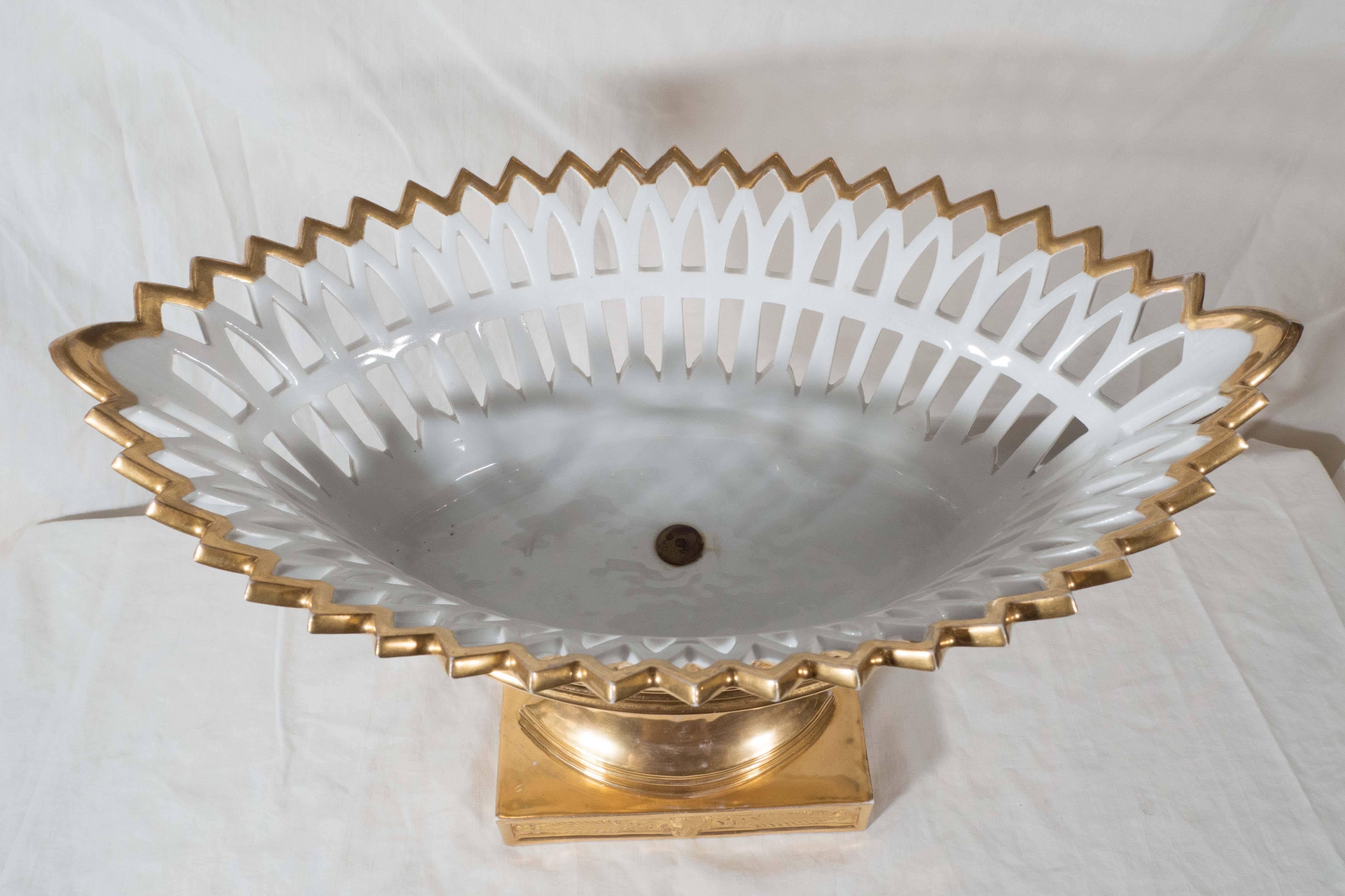 Antique French Porcelain Gilded Basket 1