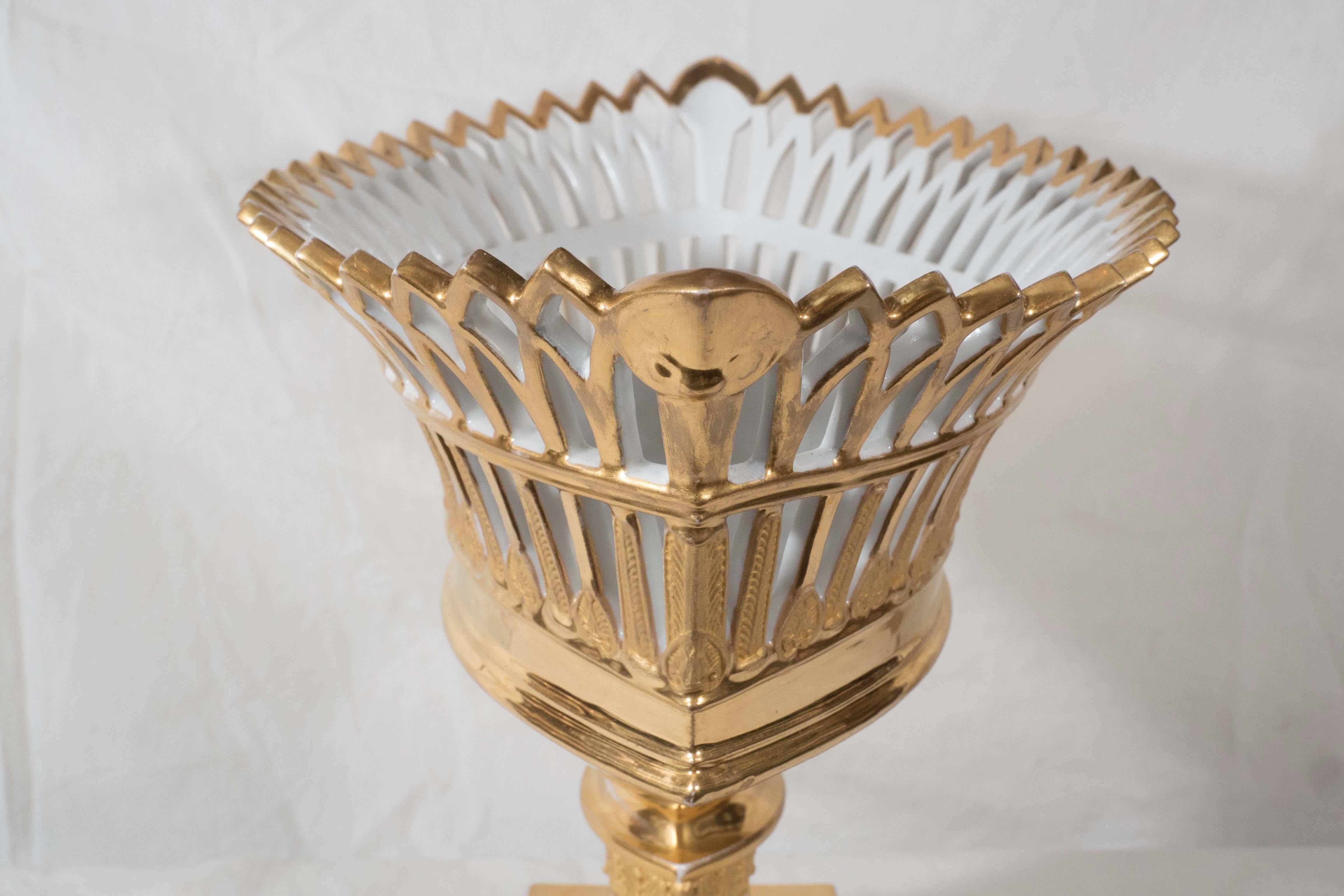 Antique French Porcelain Gilded Basket 4