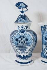 Blue and White Dutch Delft Five-Piece Garniture