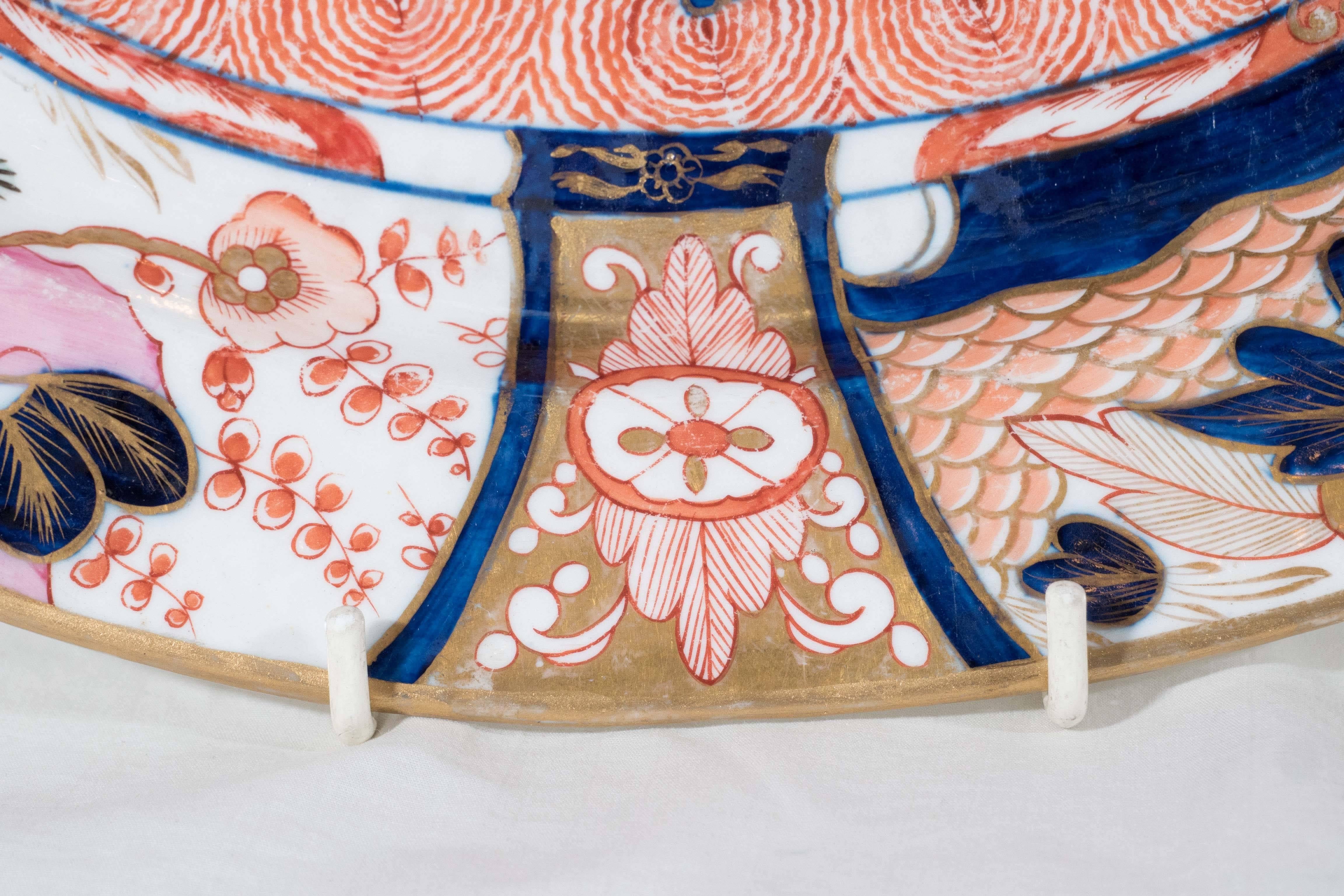 Hand-Painted Antique Porcelain Imari Platters in the Coalport 