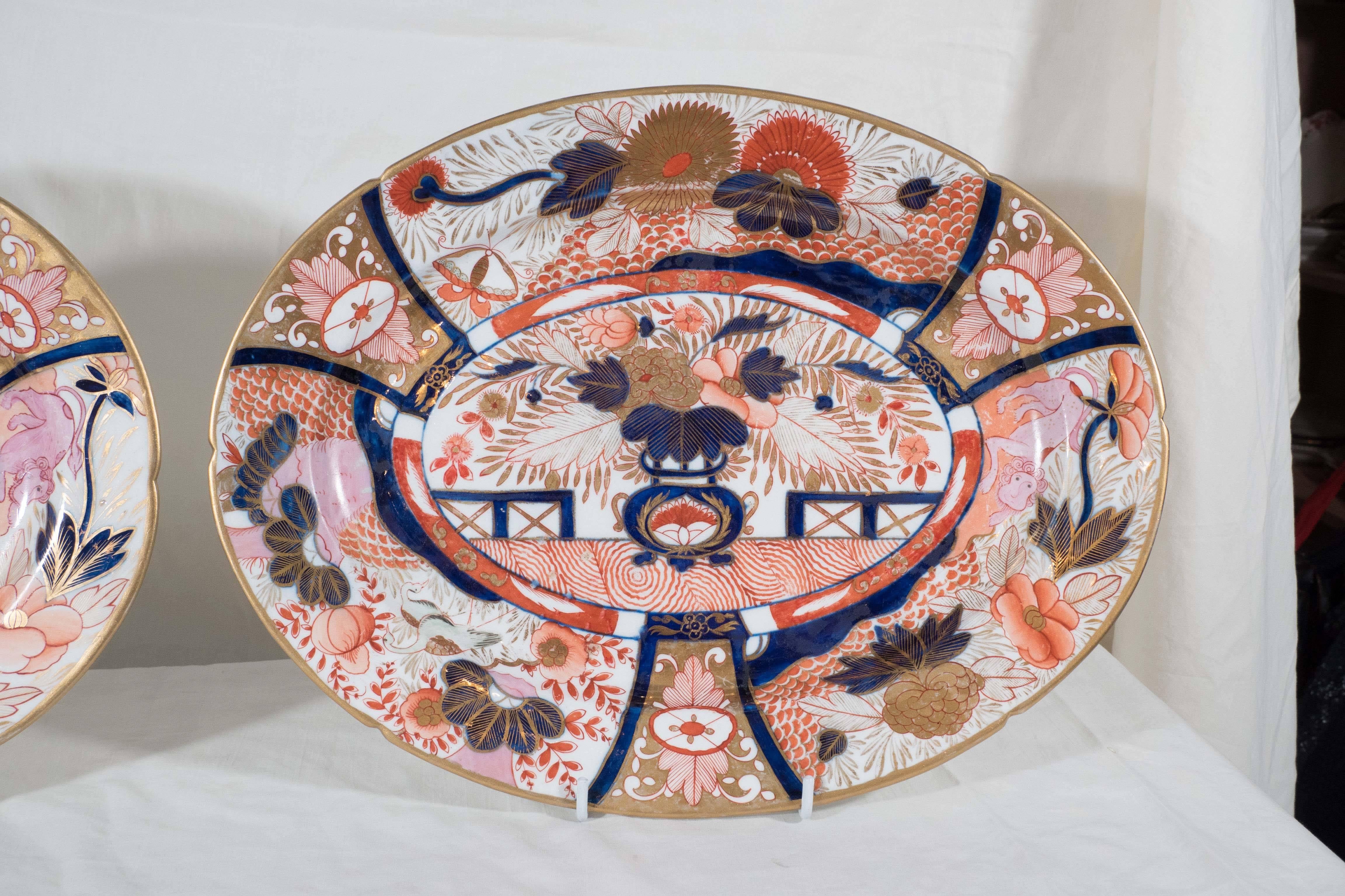 Antique Porcelain Imari Platters in the Coalport 