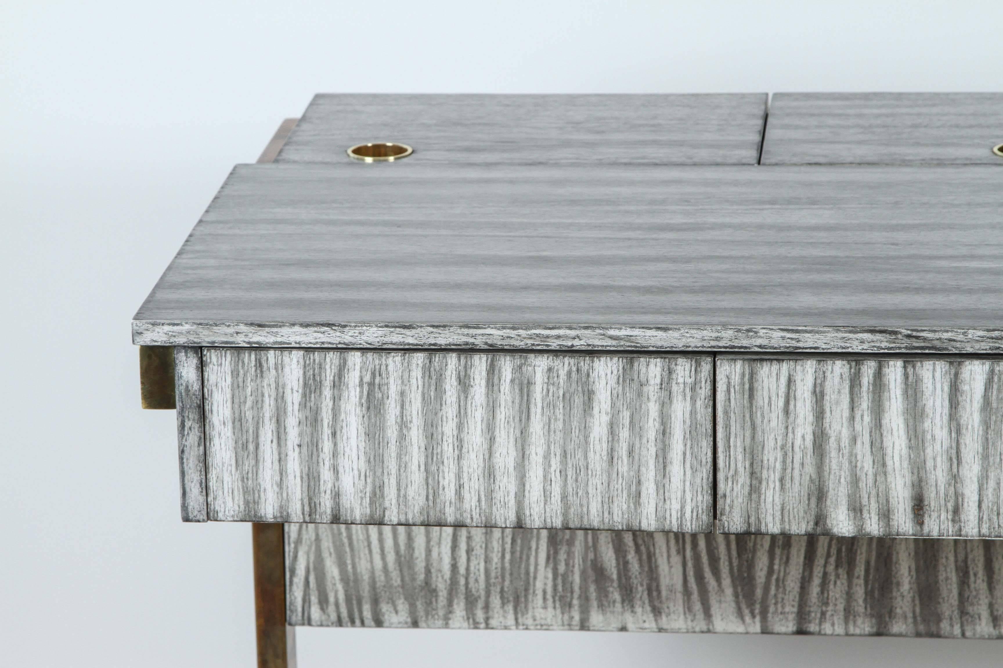 Paul Marra Writing, File Desk in Gray Zebra Finish In Excellent Condition For Sale In Los Angeles, CA