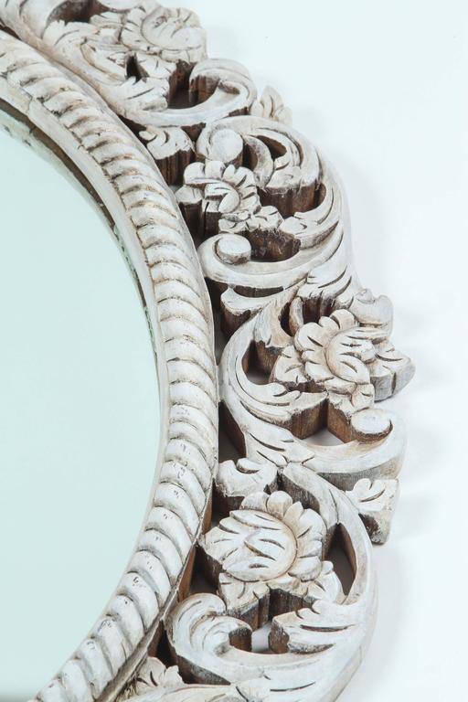 Vintage Carved Teak Frame Mirror at 1stDibs