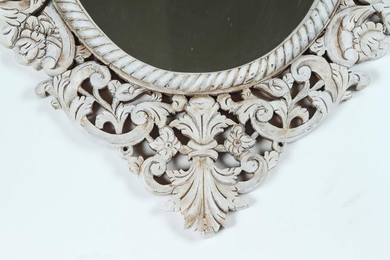 Vintage Carved Teak Frame Mirror at 1stDibs