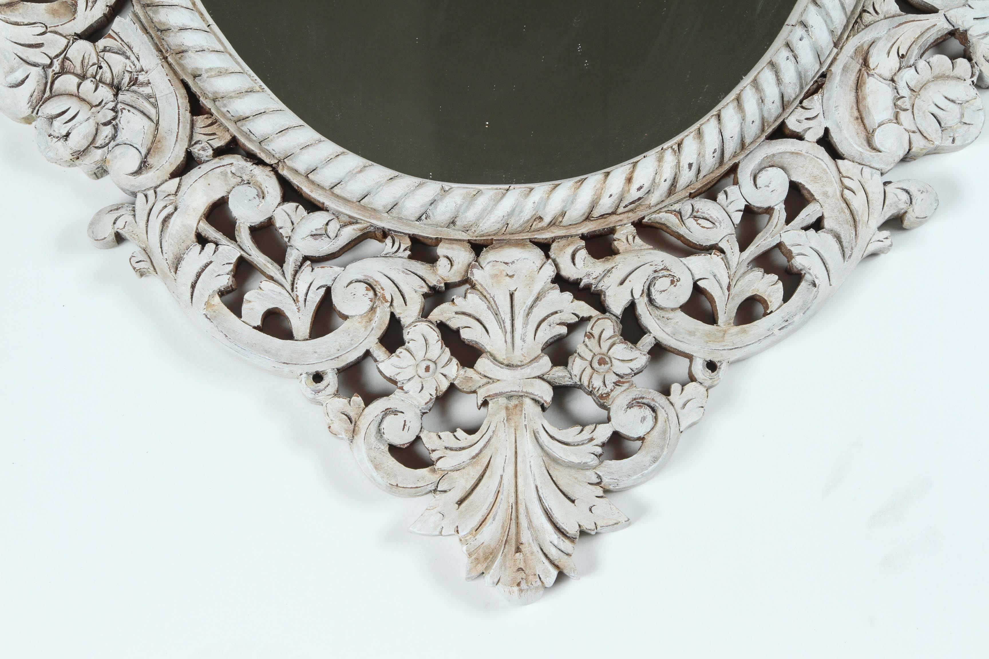 Vintage Carved Teak Frame Mirror 1