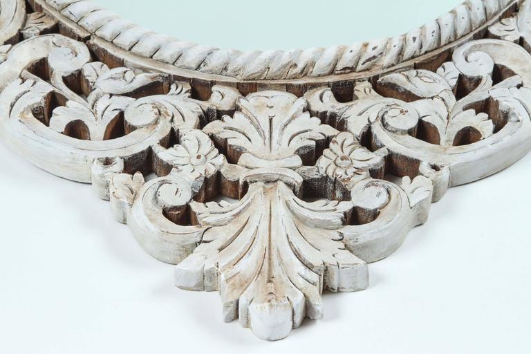 Vintage Carved Teak Frame Mirror at 1stDibs