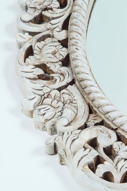 Vintage Carved Teak Frame Mirror at 1stDibs