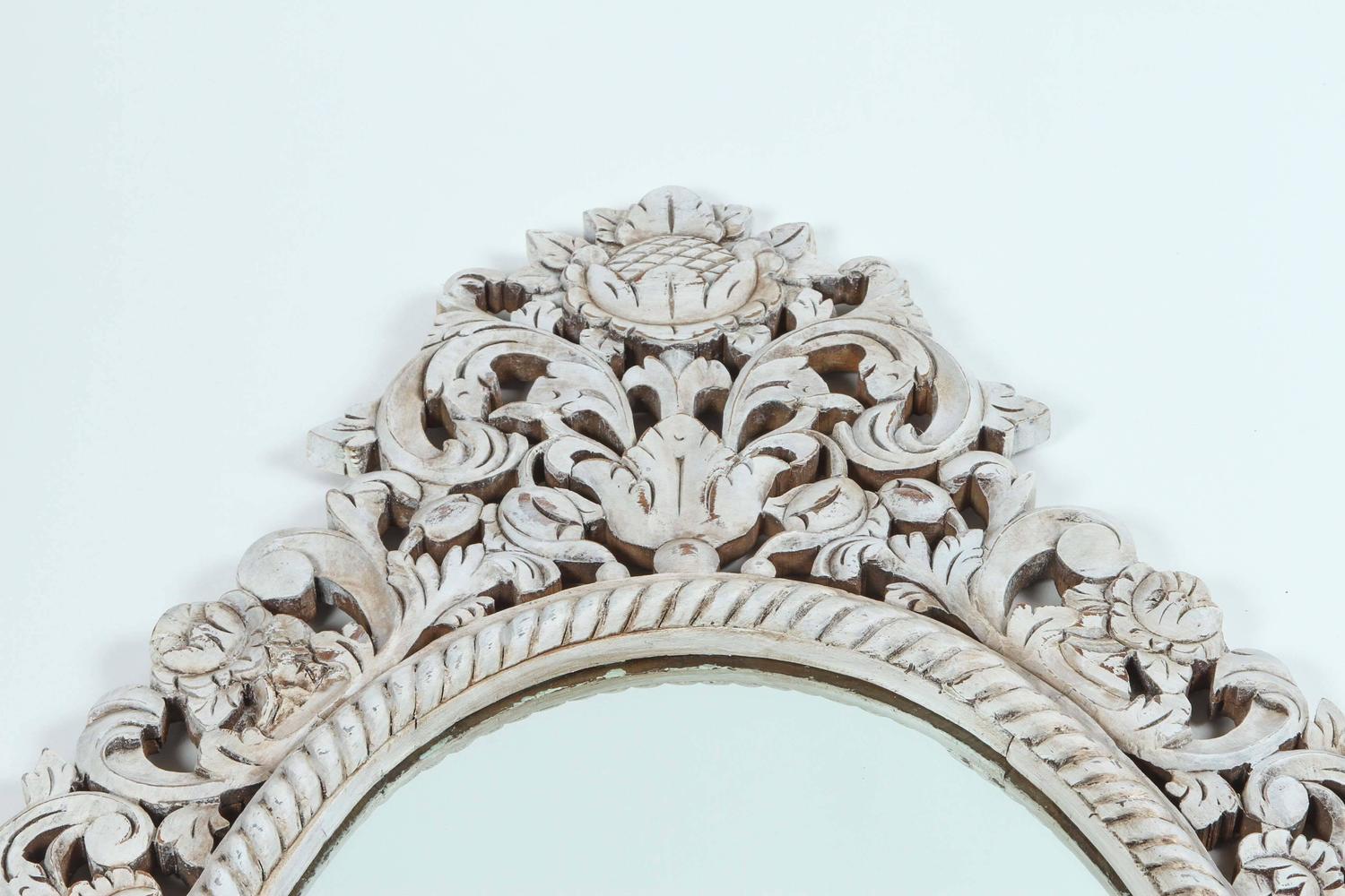 Vintage Carved Teak Frame Mirror at 1stdibs