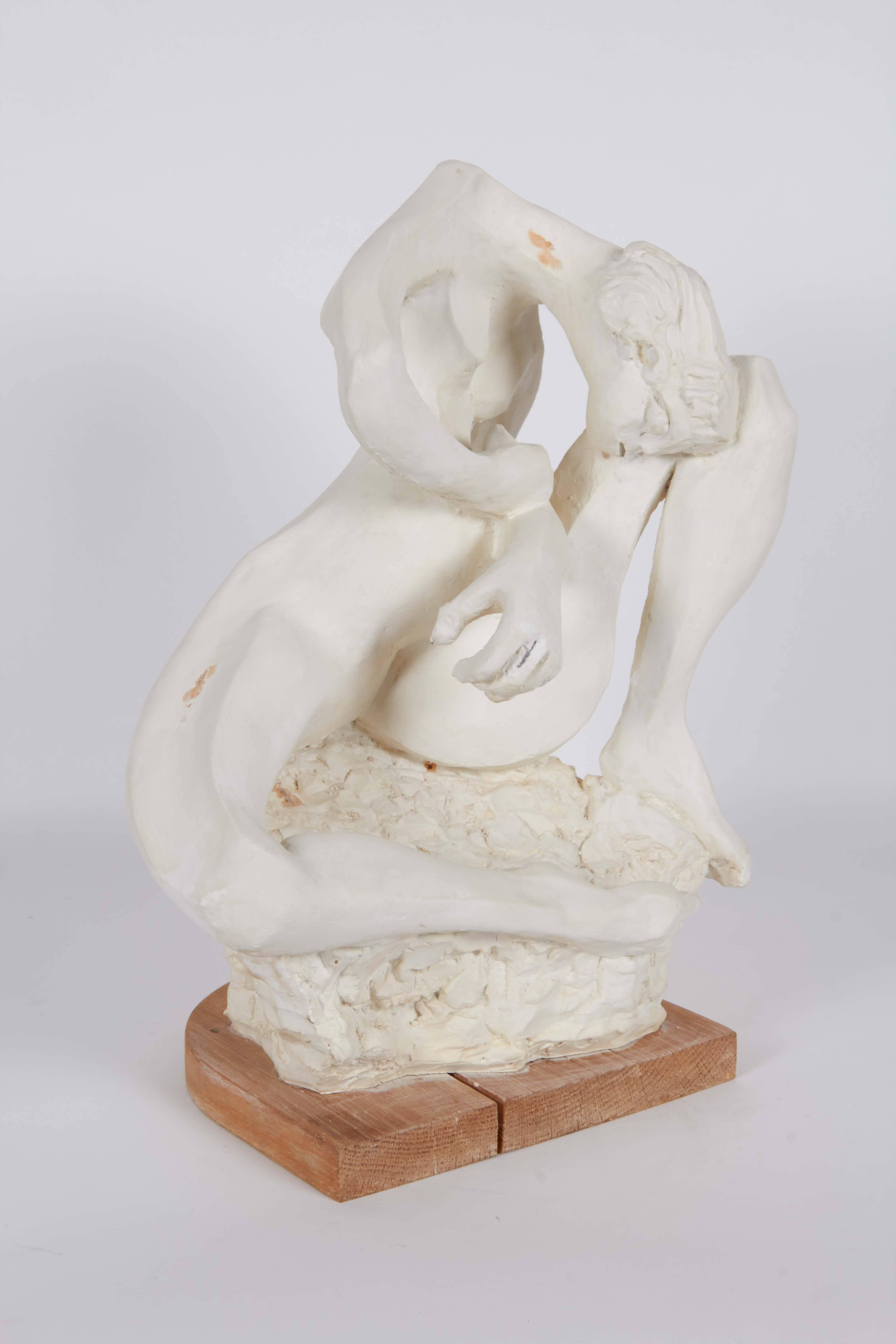 Cubist Sculpture in Plaster on Wood Base, Unsigned In Good Condition In New York, NY