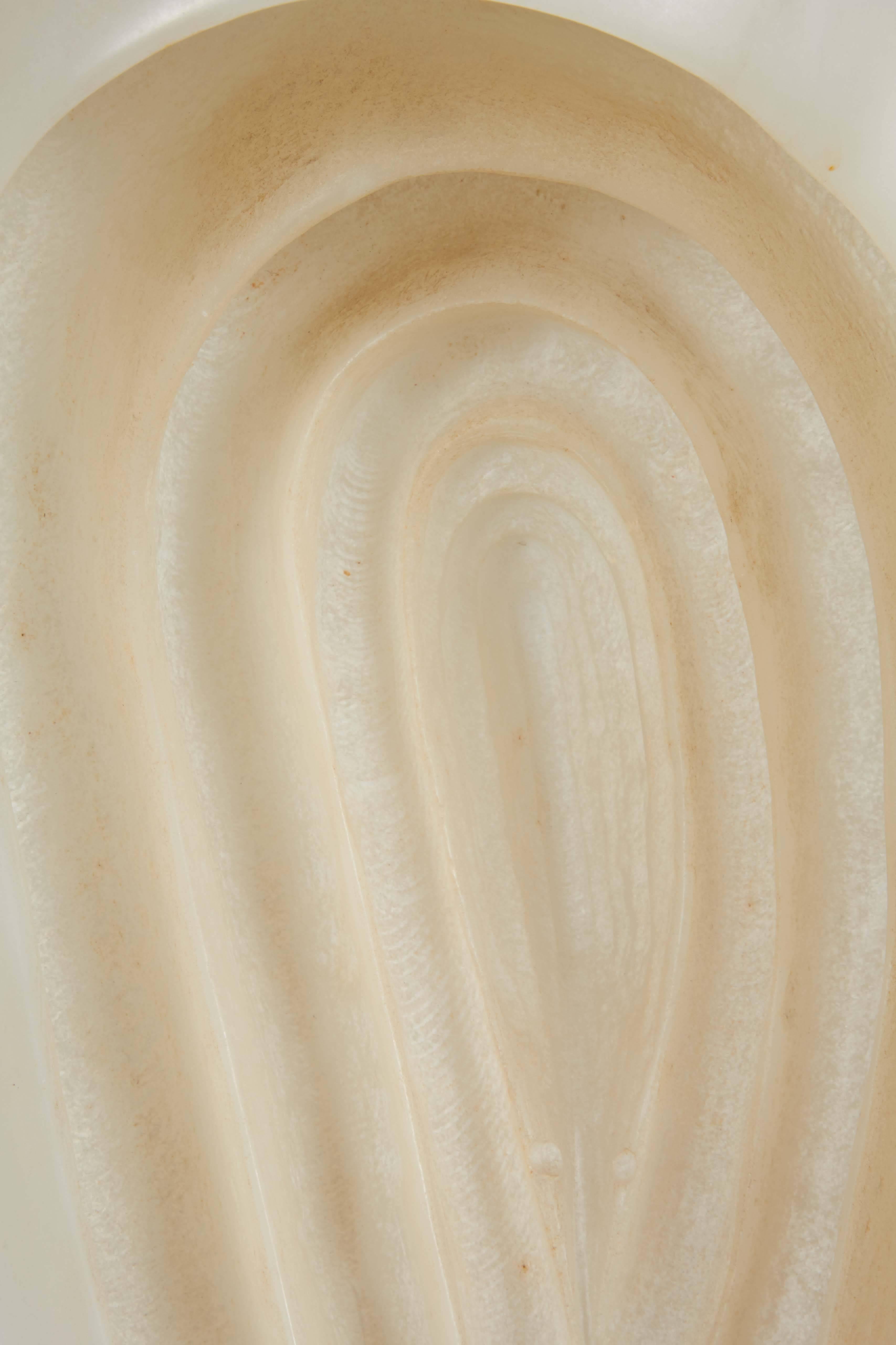 Carved Abstract Sculpture 'Yoni' in Alabaster
