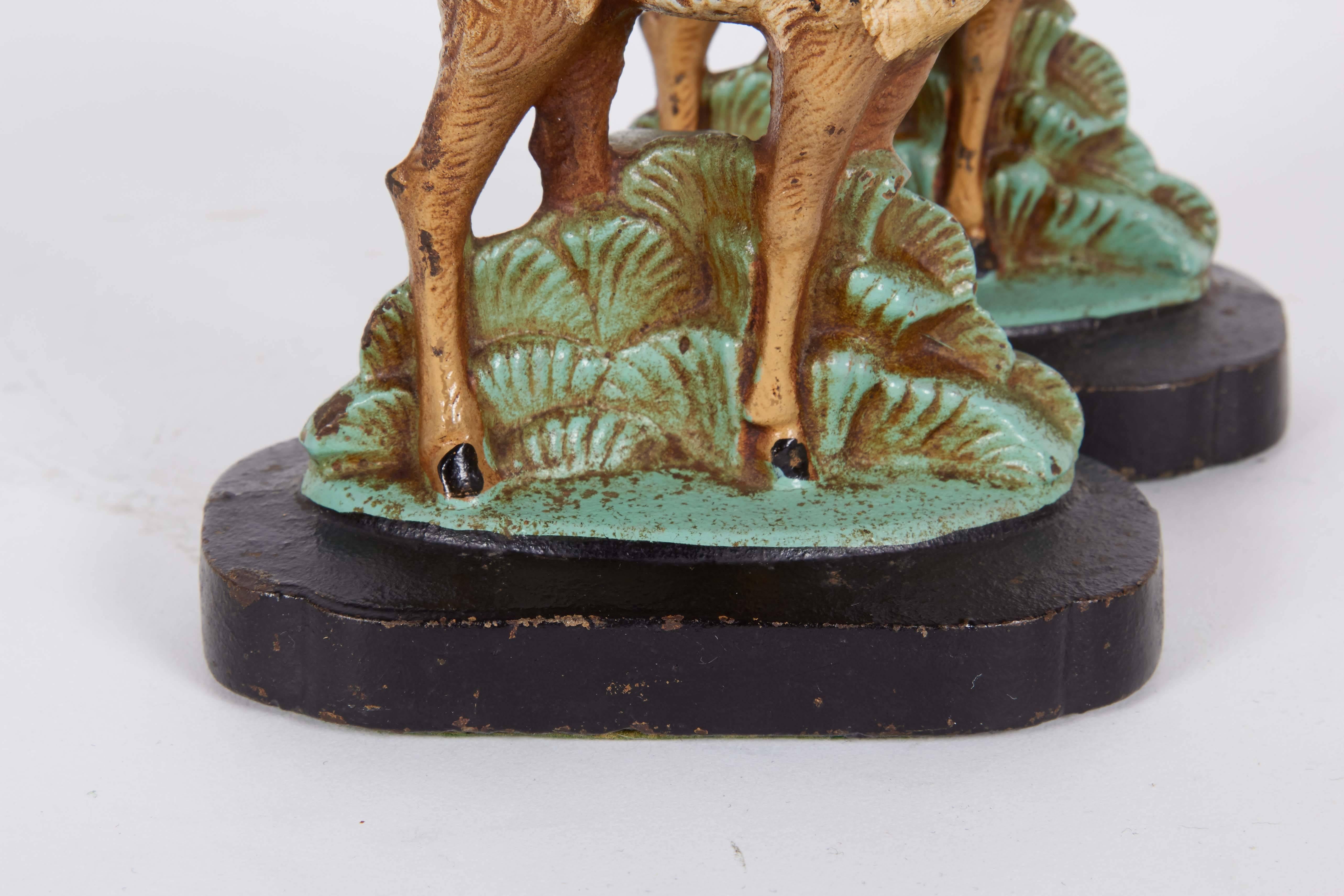 Mid-20th Century Pair of Hubley Cast Iron Deer Bookends