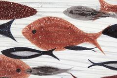 Großer Keramikteller mit Fischmotiv:: signiert Reyes