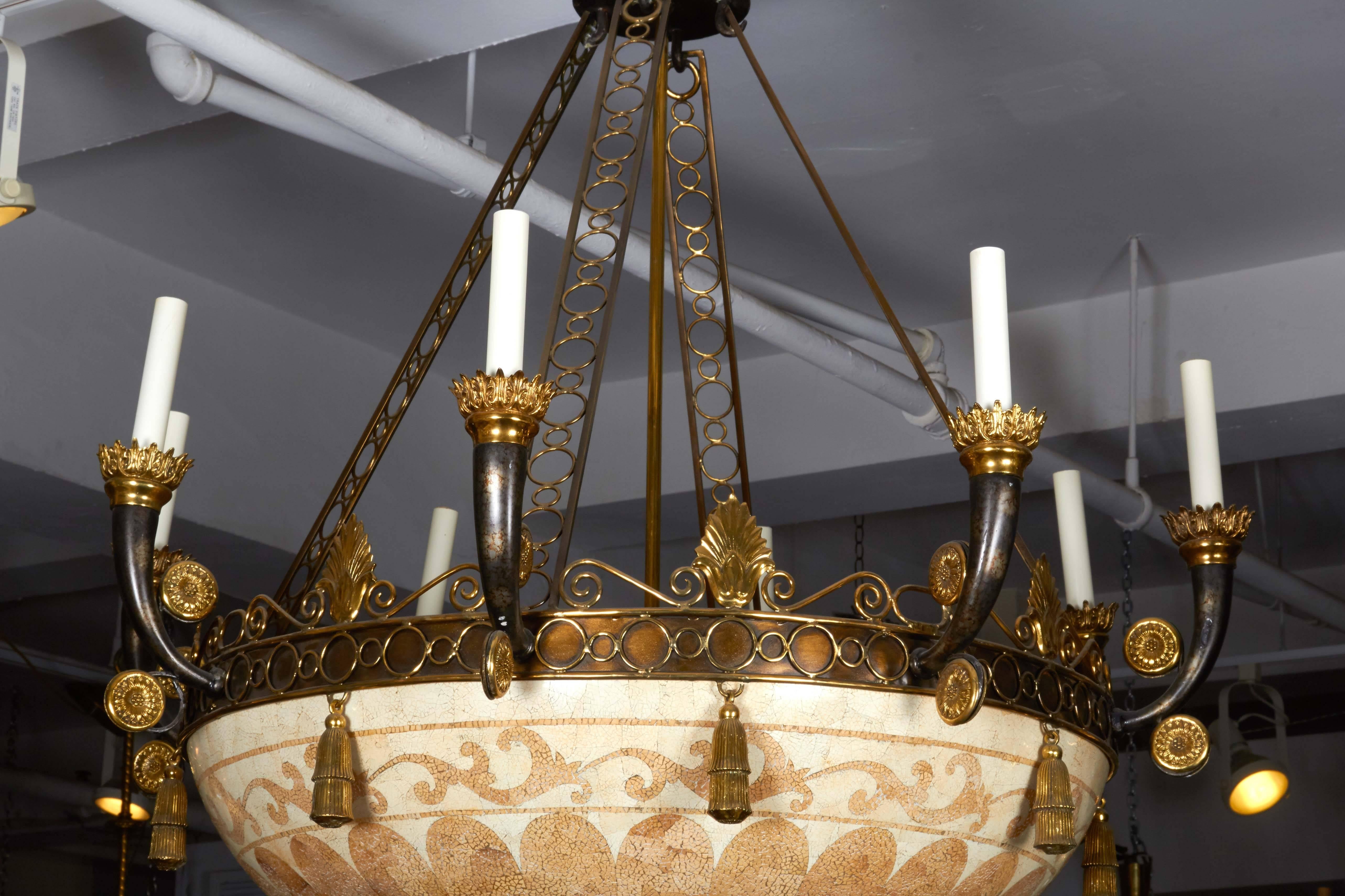 Empire Style Ten-Light Chandelier In Good Condition In New York, NY