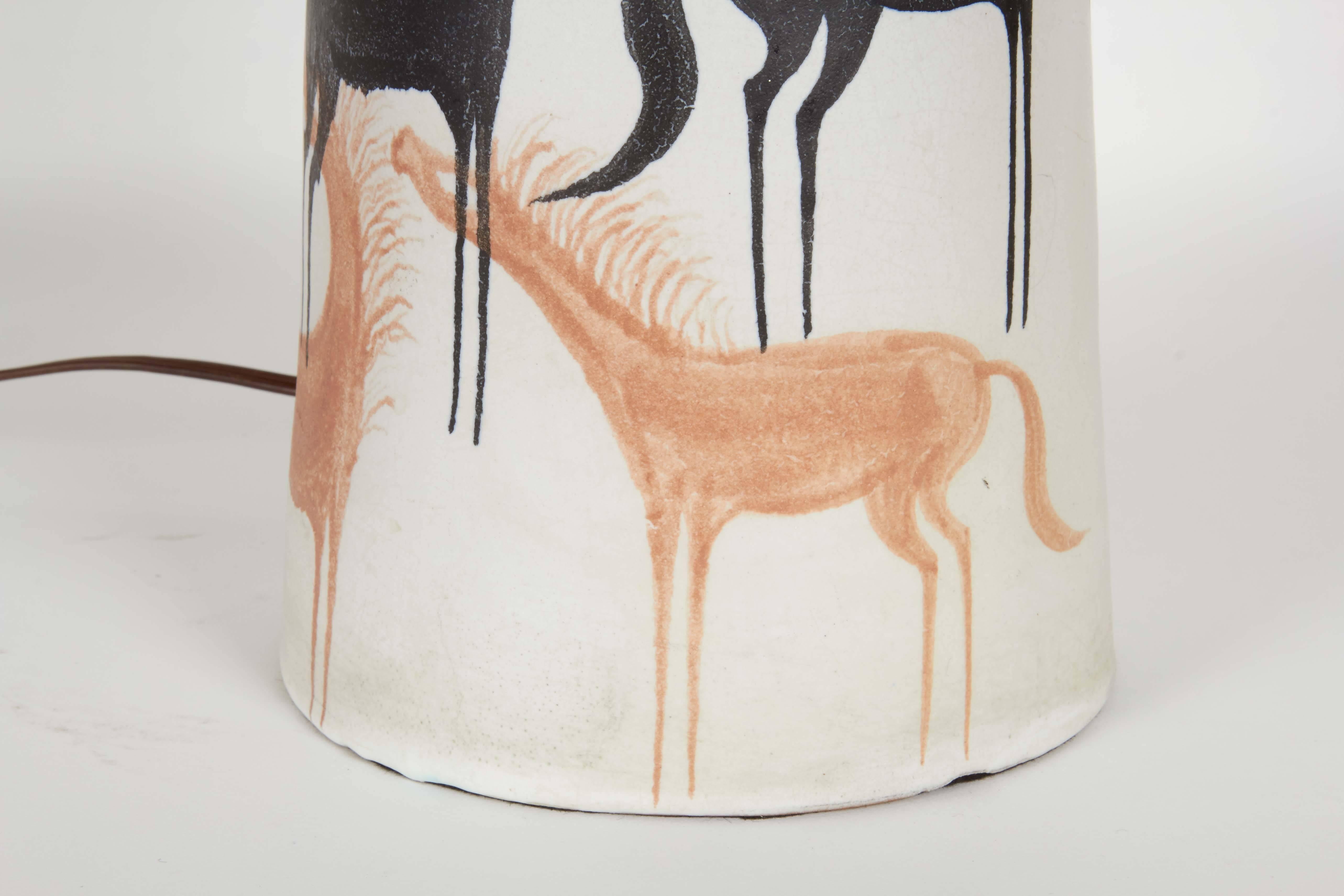 Mid-Century Modern Italian Ceramic 1960s Lamp with Stallions