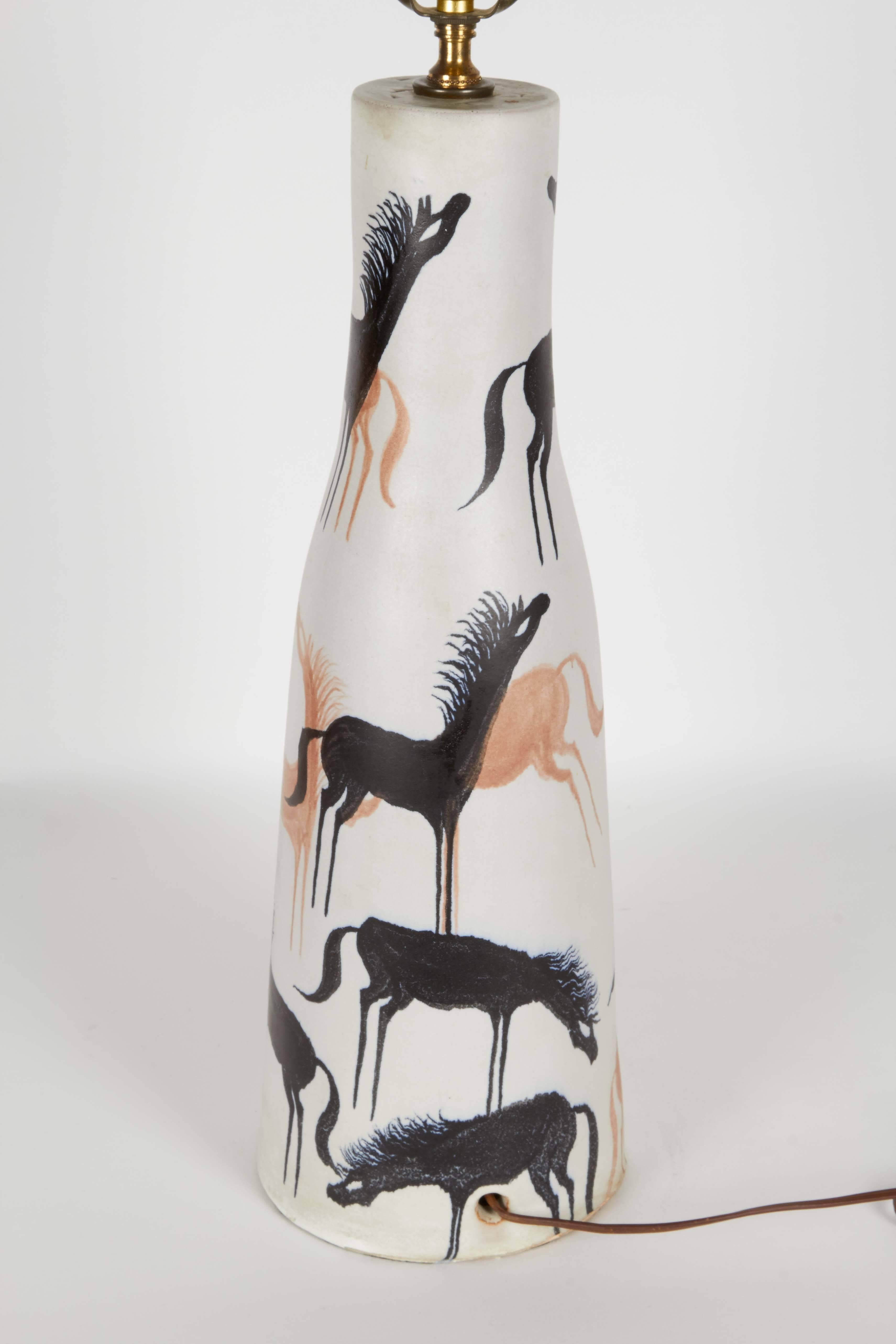 Mid-20th Century Italian Ceramic 1960s Lamp with Stallions