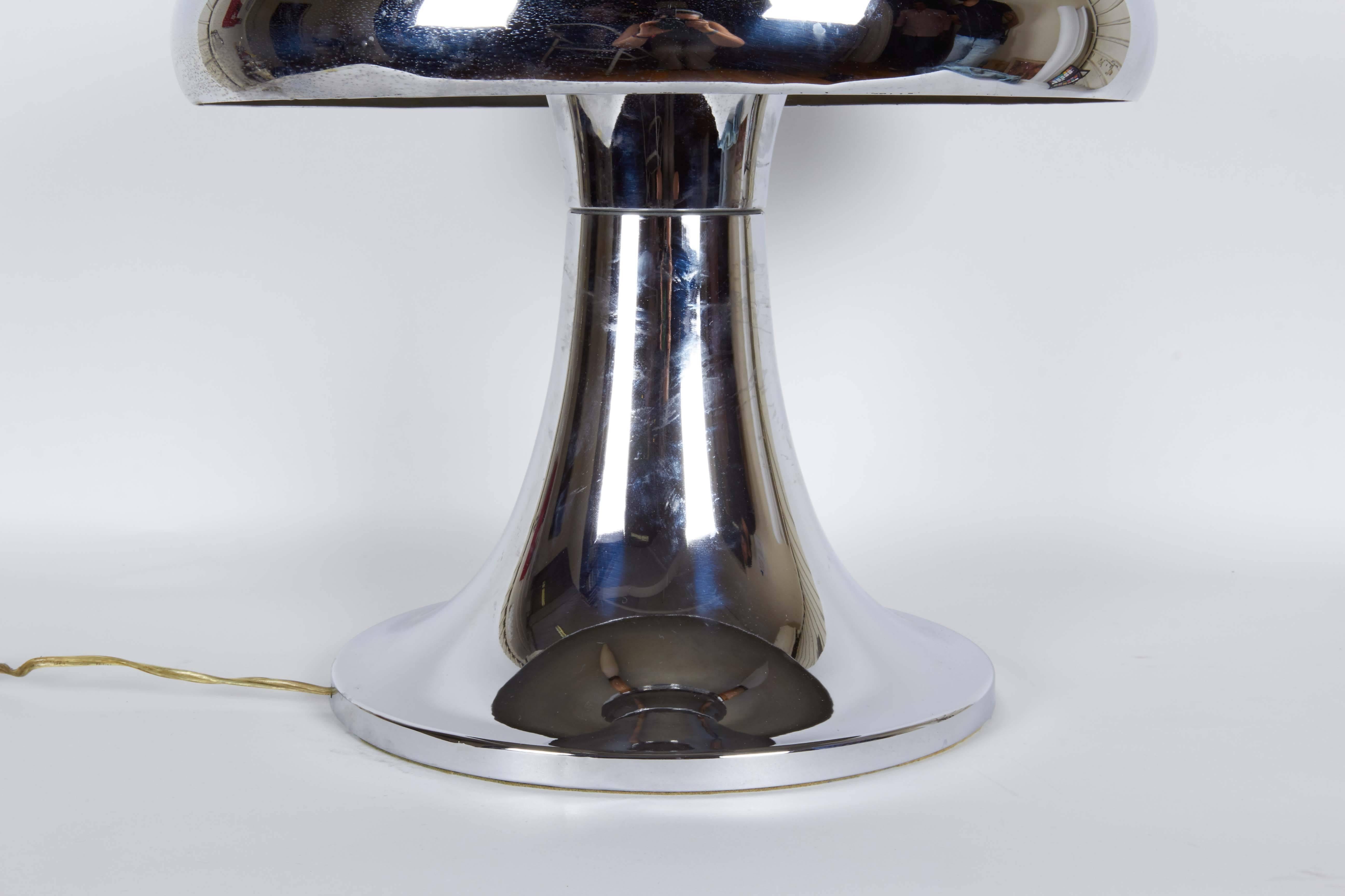 Chrome Mushroom Lamp In Good Condition In New York, NY