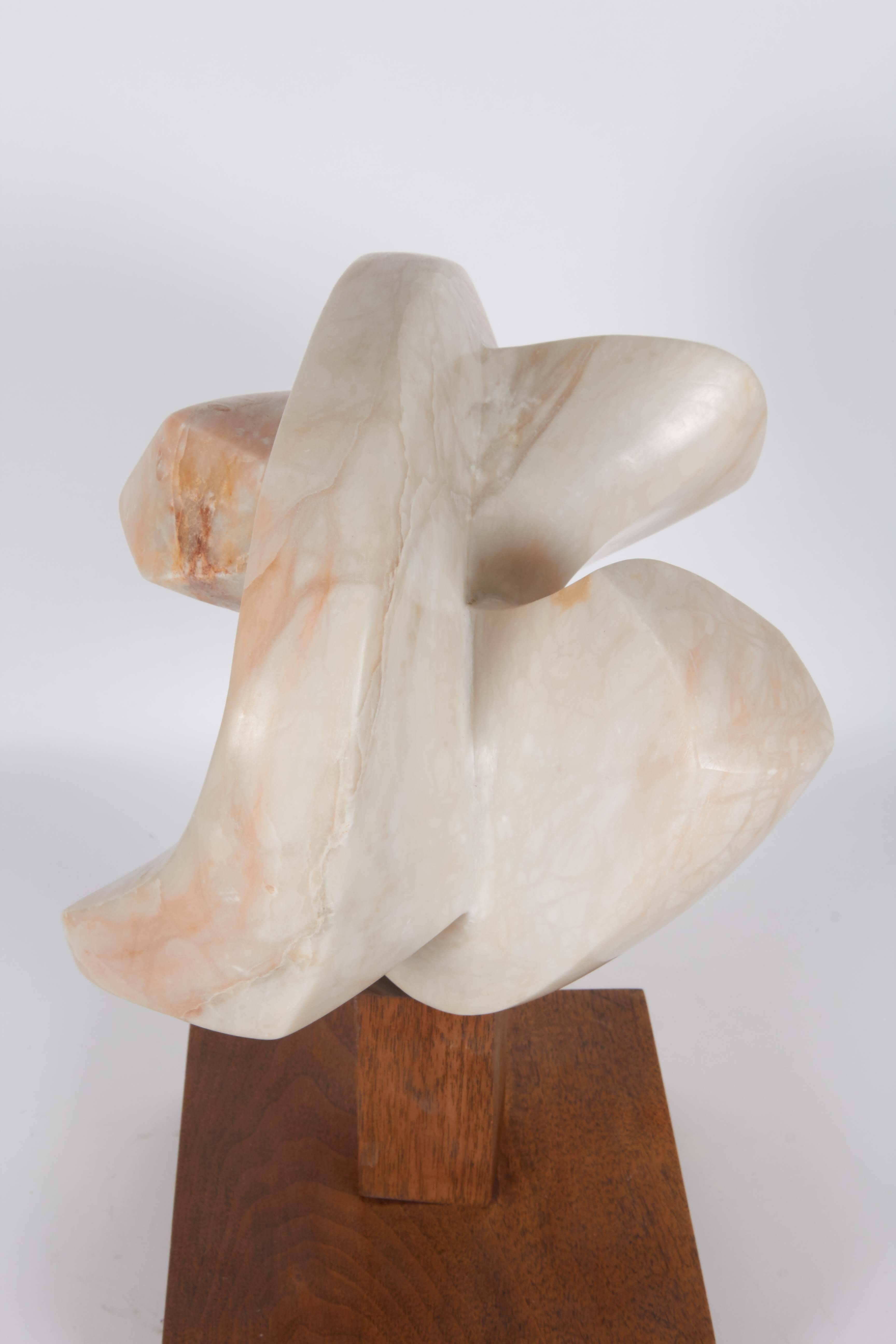 Germaine Vuillequez Abstract Pink Marble Sculpture on Base In Good Condition In New York, NY