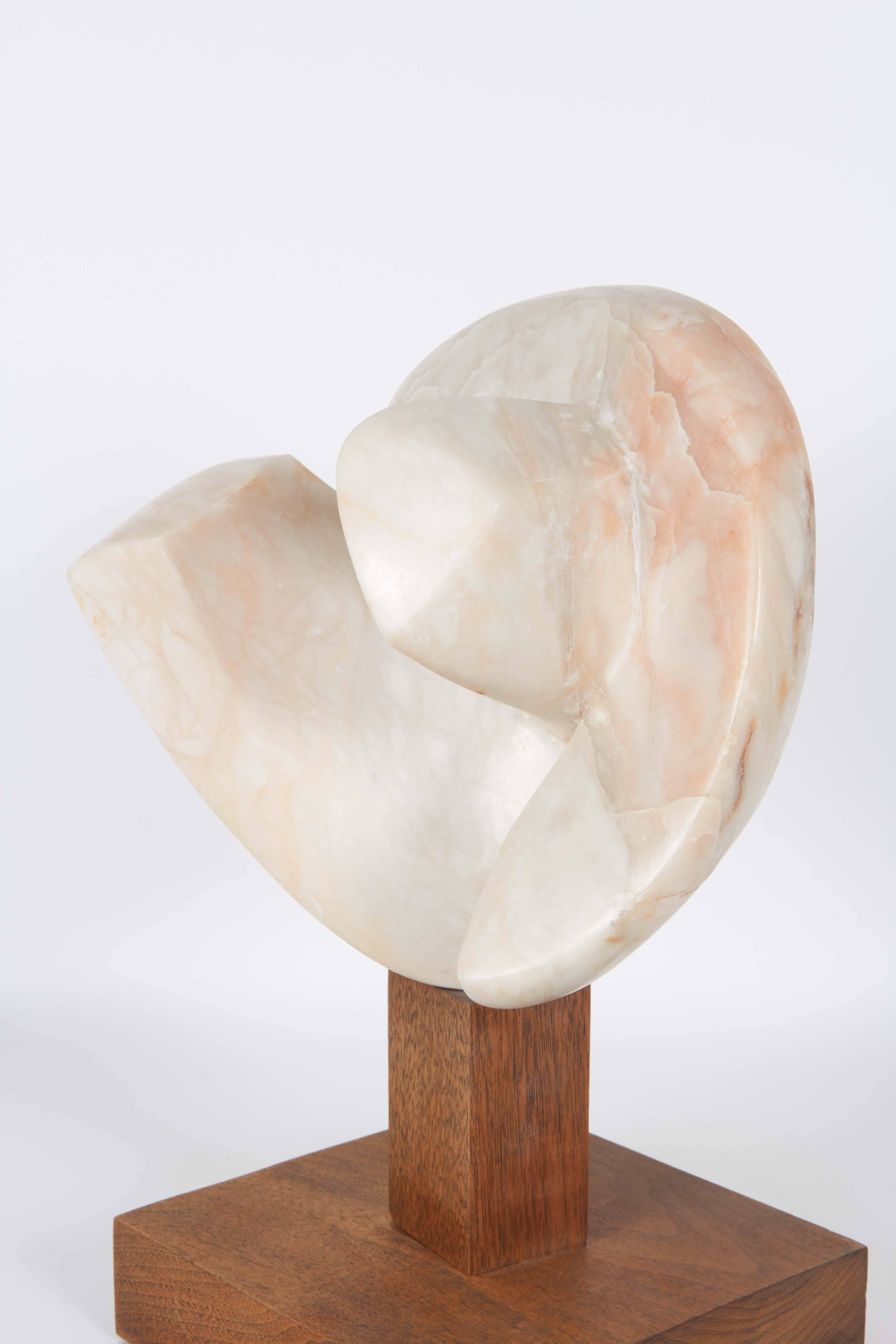 Germaine Vuillequez Abstract Pink Marble Sculpture on Base 2
