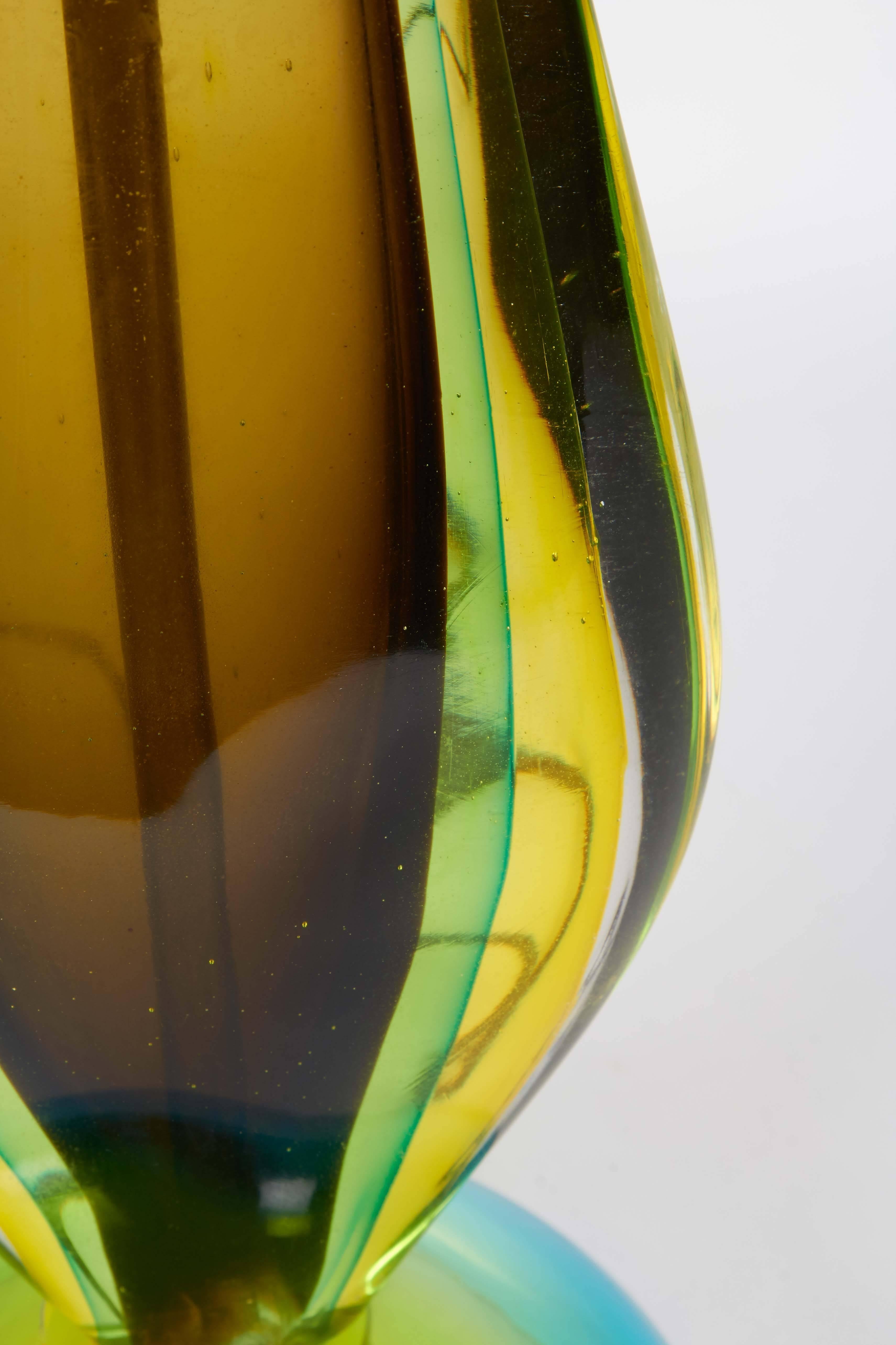 Multicolored Murano Glass Sommerso Table Lamp In Good Condition In New York, NY