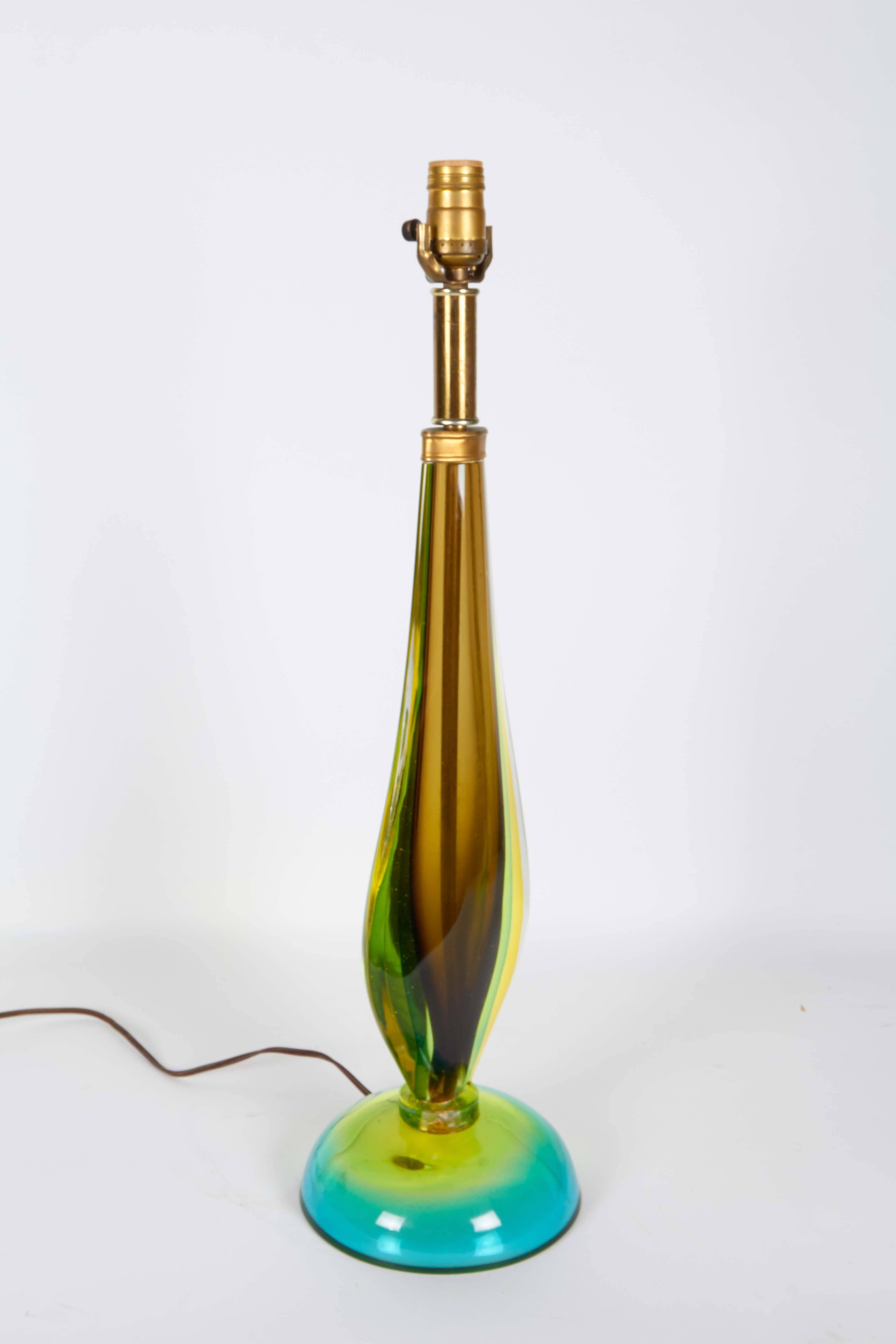 20th Century Multicolored Murano Glass Sommerso Table Lamp