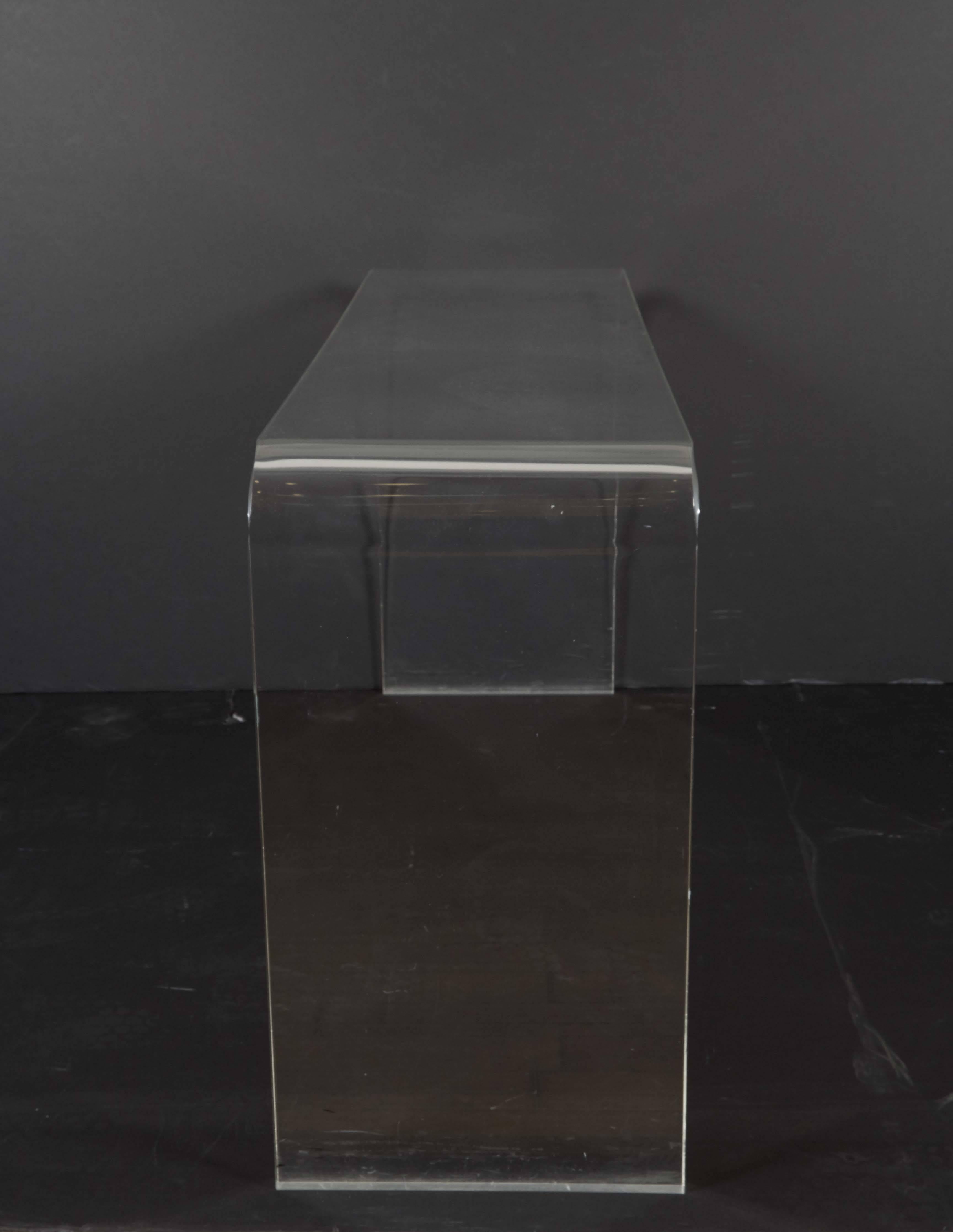 Modern Waterfall Console in Lucite