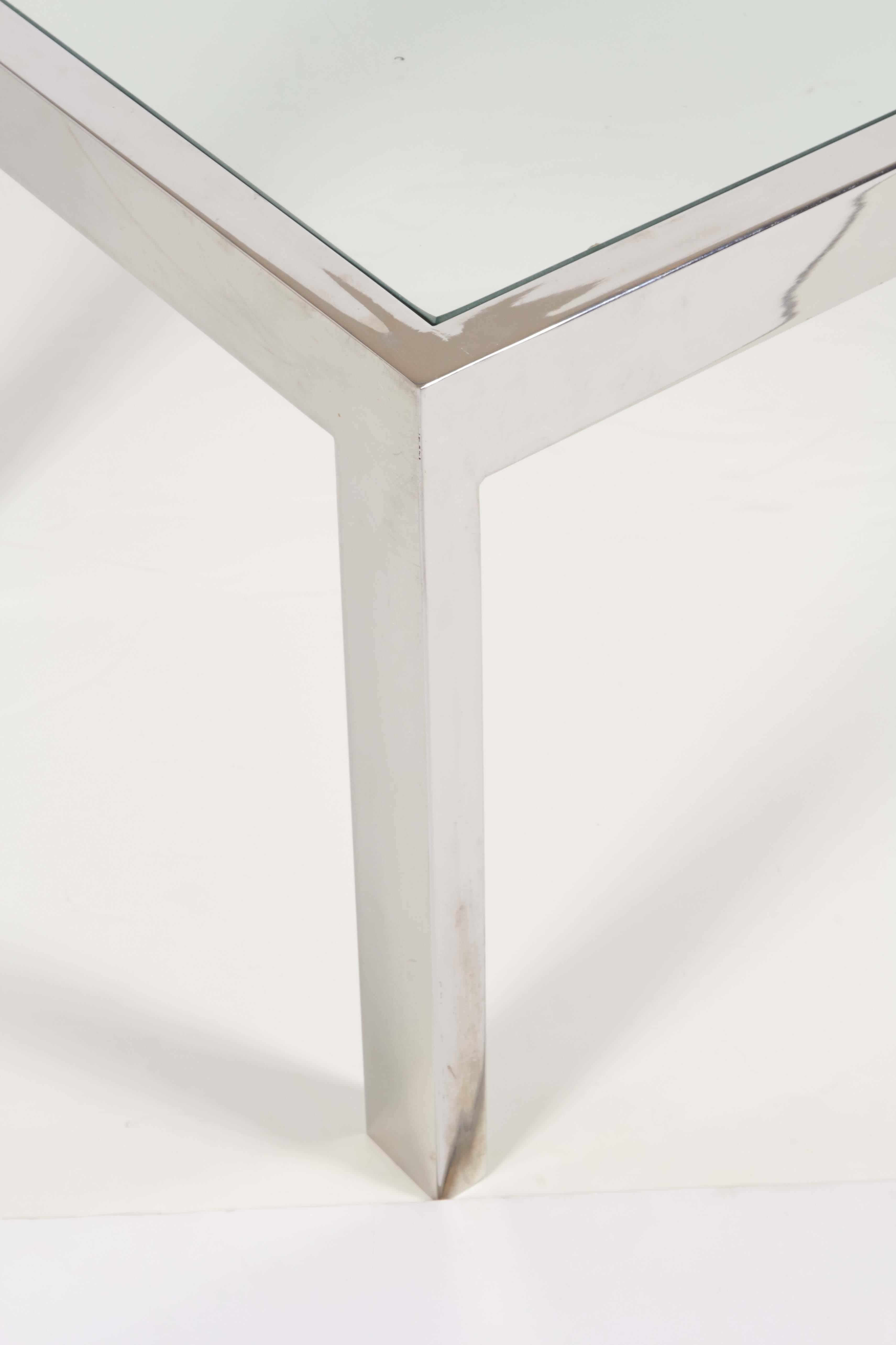 1970s Glass Top Chrome Coffee Table  In Good Condition In New York, NY