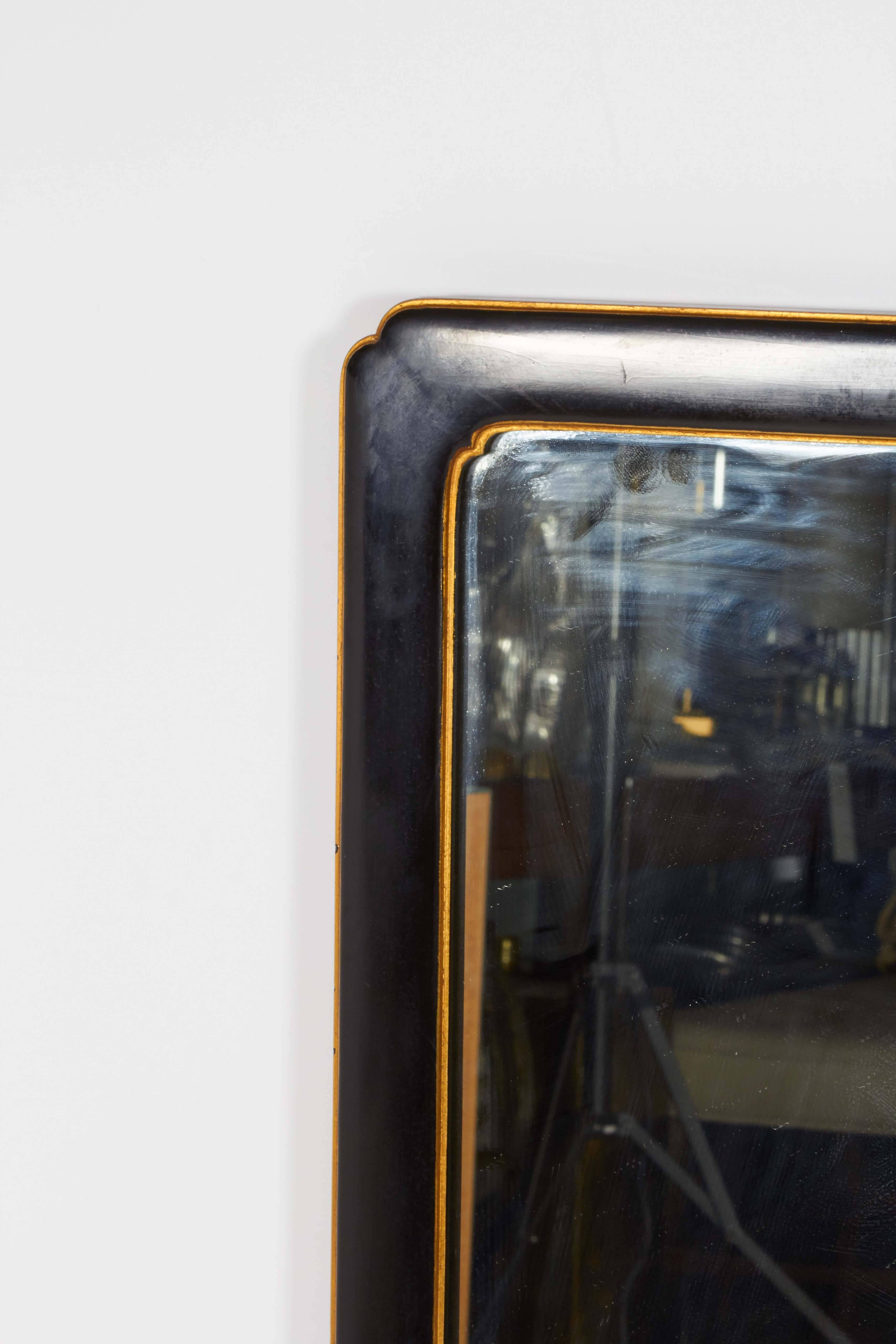 Ebonized Wall Mirror with Gilt Trim In Good Condition In New York, NY
