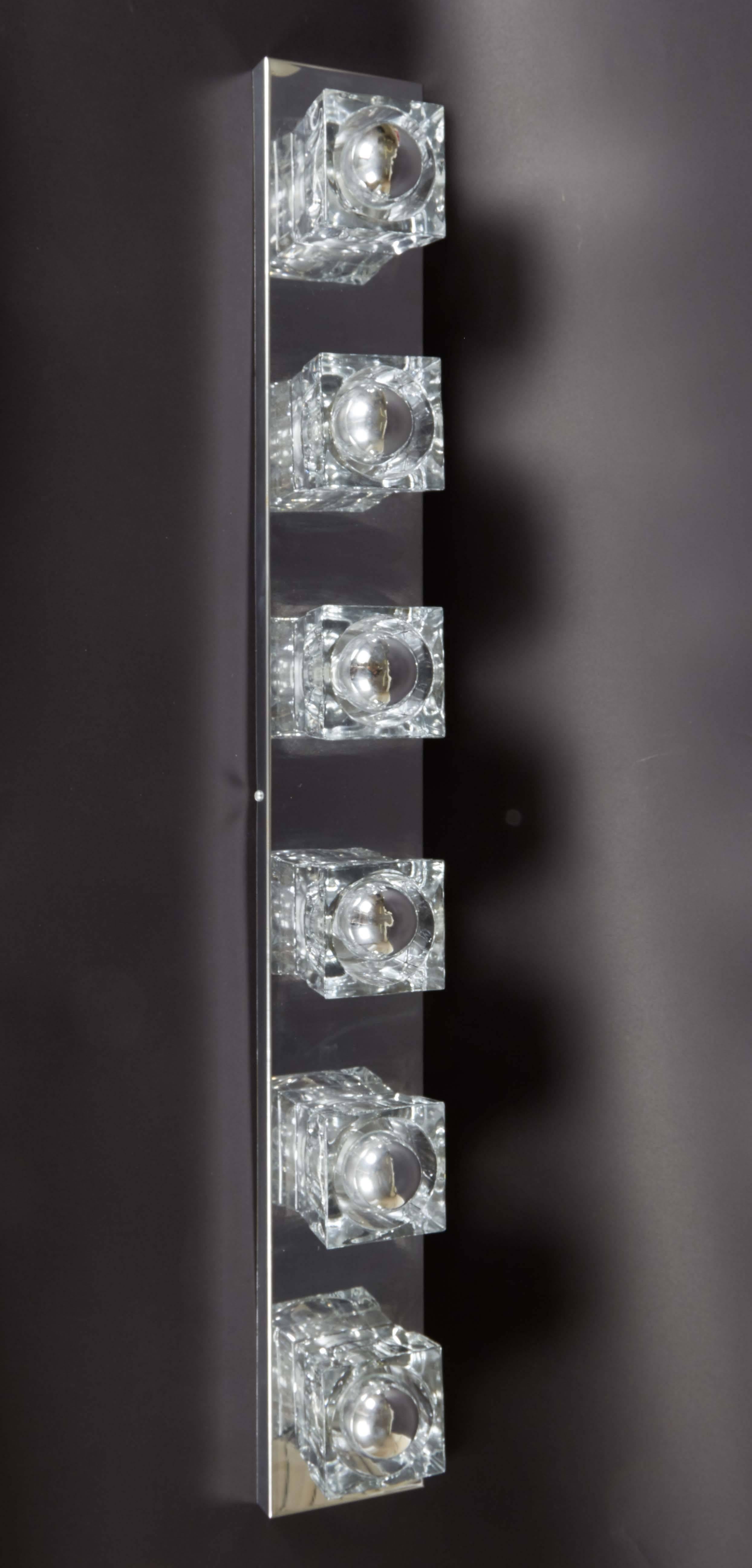 Peill & Putzler Six-Light Chrome Wall Fixture with Cut Glass In Good Condition In New York, NY