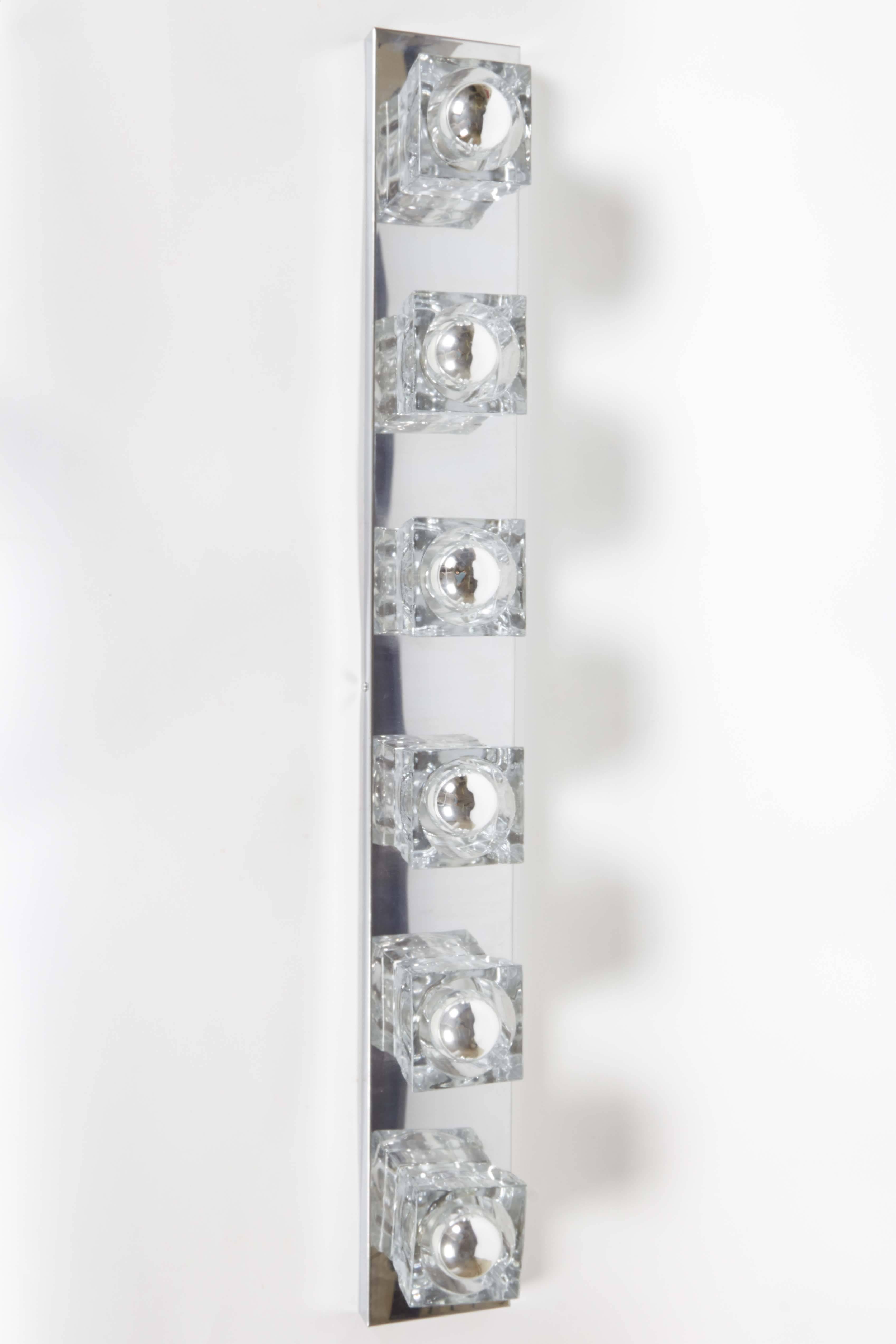 Late 20th Century Peill & Putzler Six-Light Chrome Wall Fixture with Cut Glass