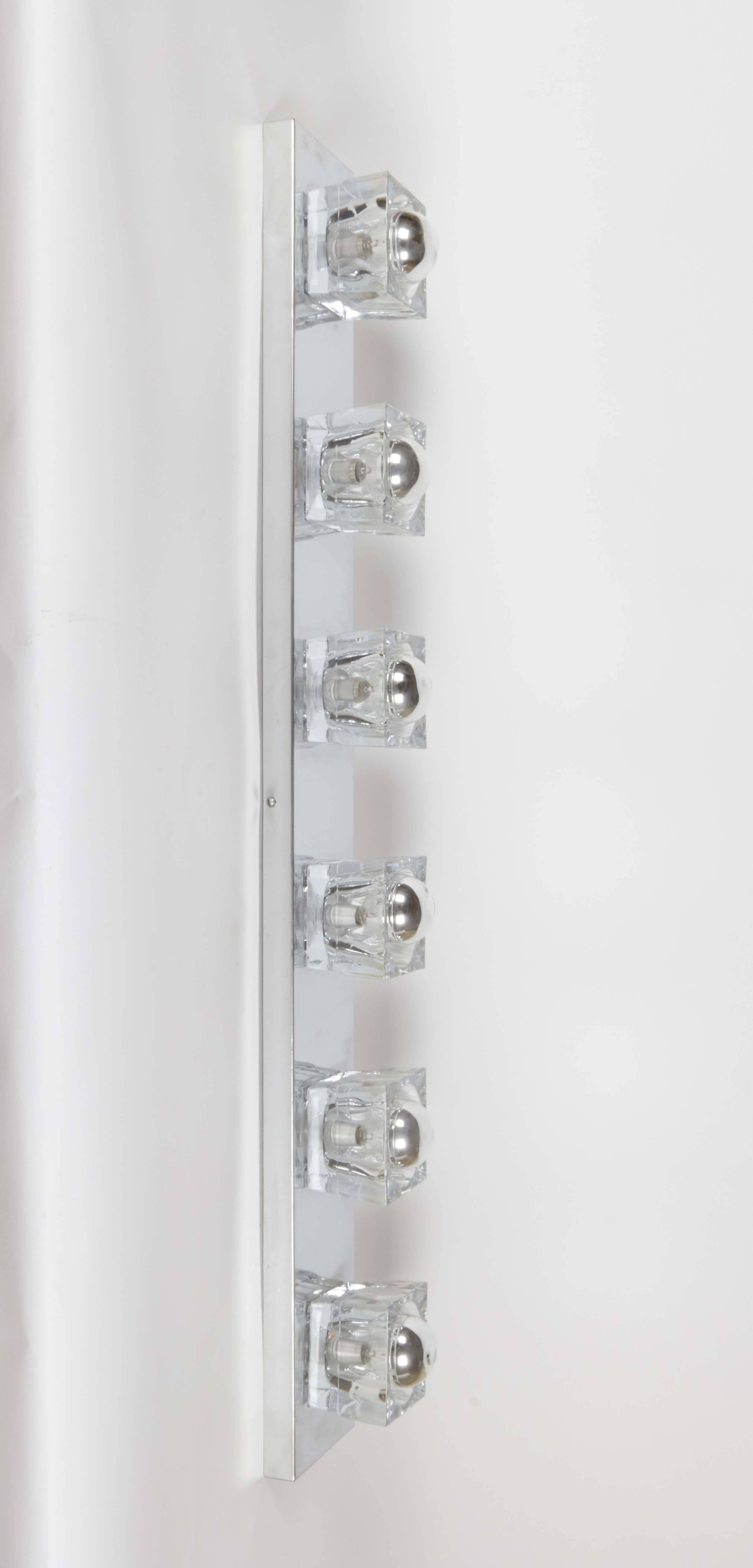 Peill & Putzler Six-Light Chrome Wall Fixture with Cut Glass 2