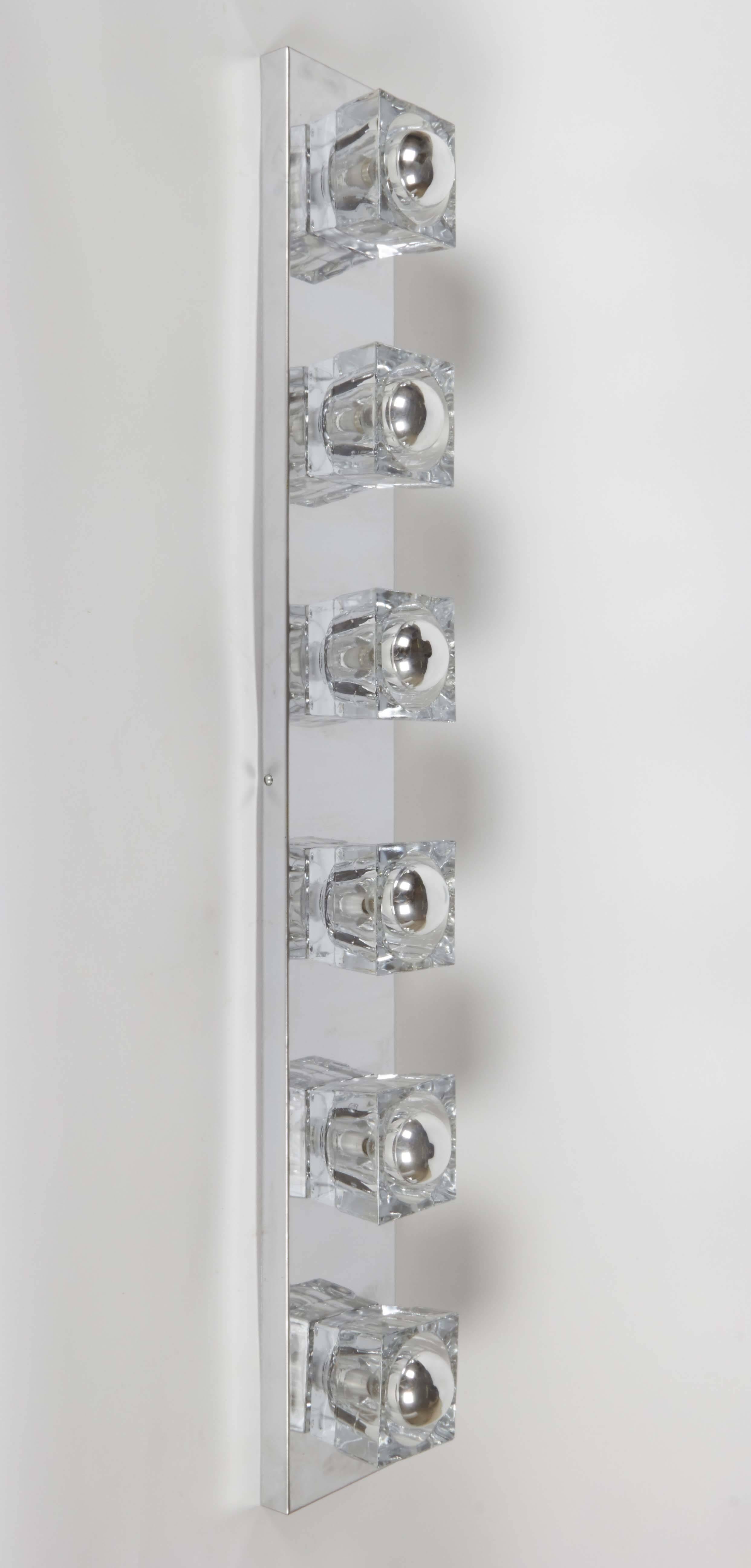 Peill & Putzler Six-Light Chrome Wall Fixture with Cut Glass 3