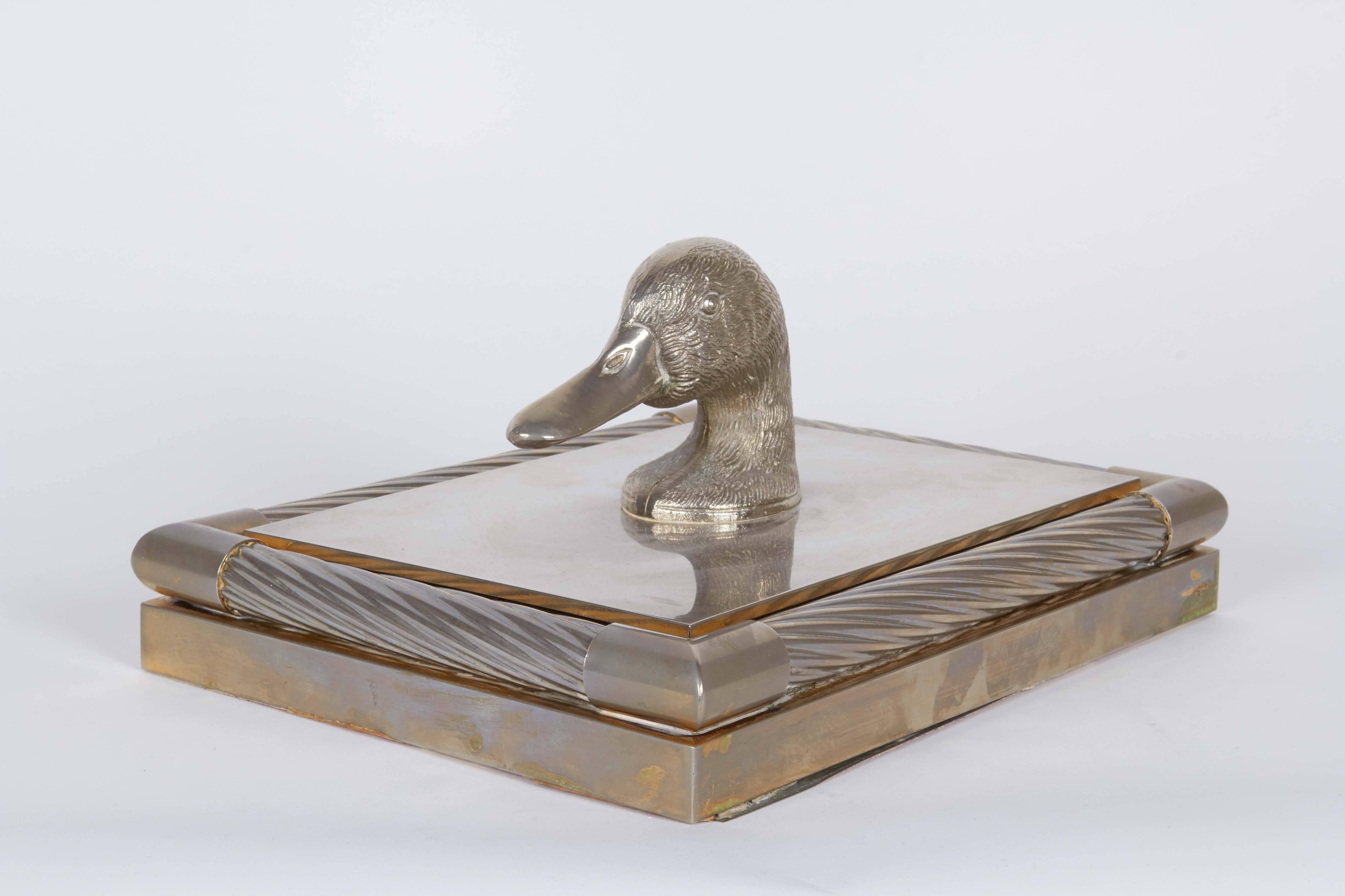 20th Century Decorative Lidded Box with Duck Finial