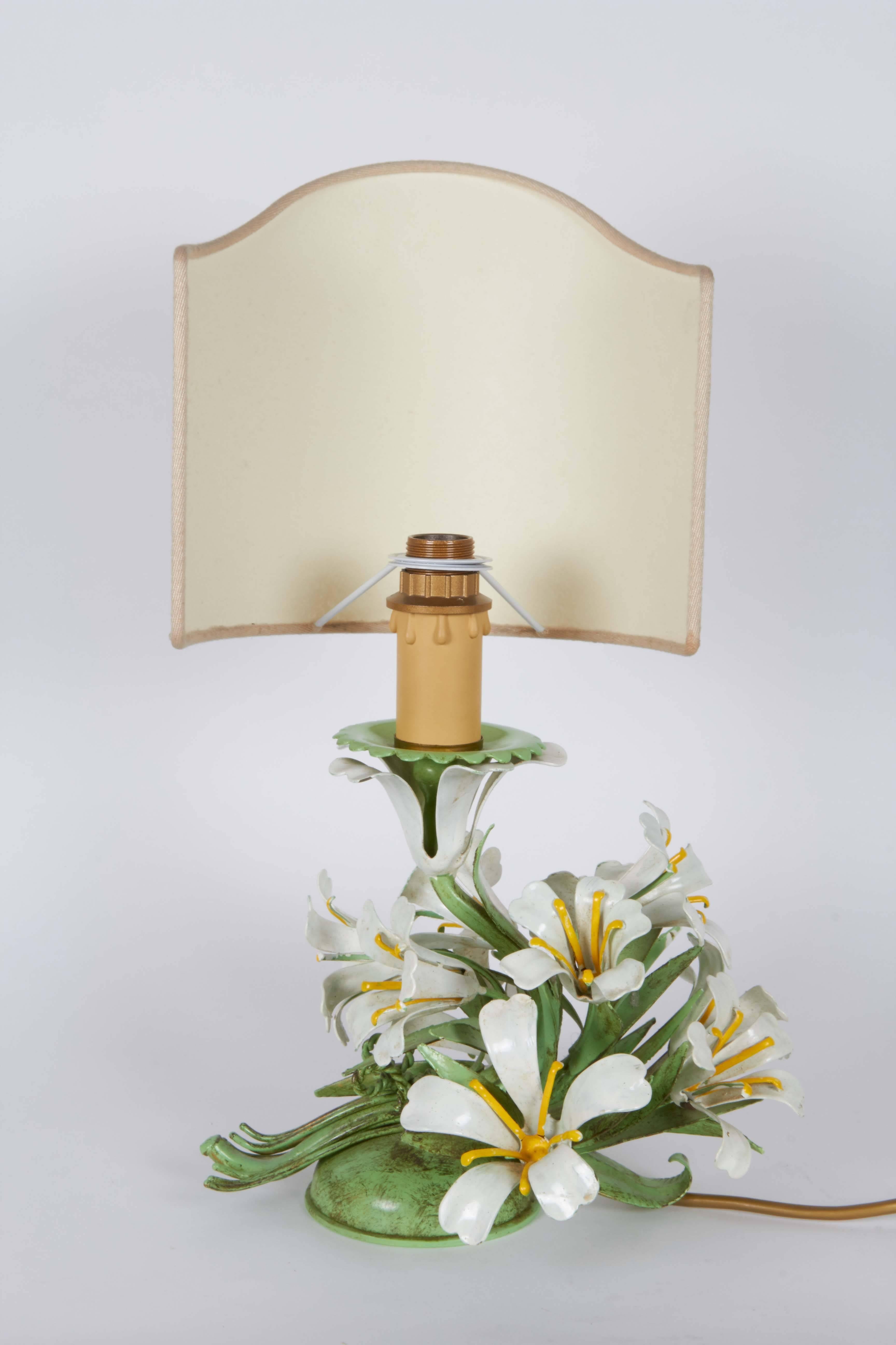 Pair of Italian Floral Lamps with Original Shades 2