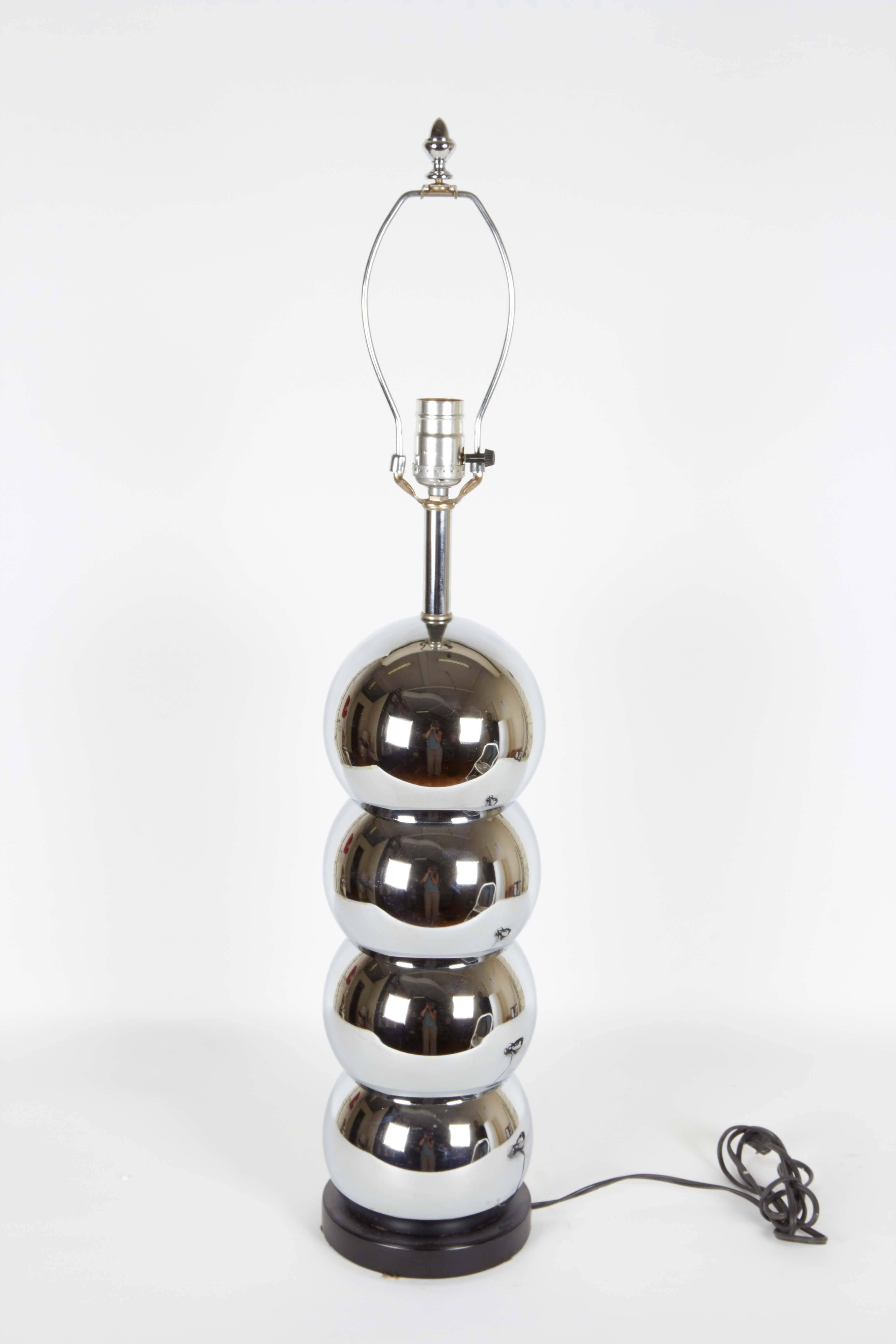 Pair of George Kovacs Stacked Ball Lamps in Mercury Glass In Good Condition In New York, NY