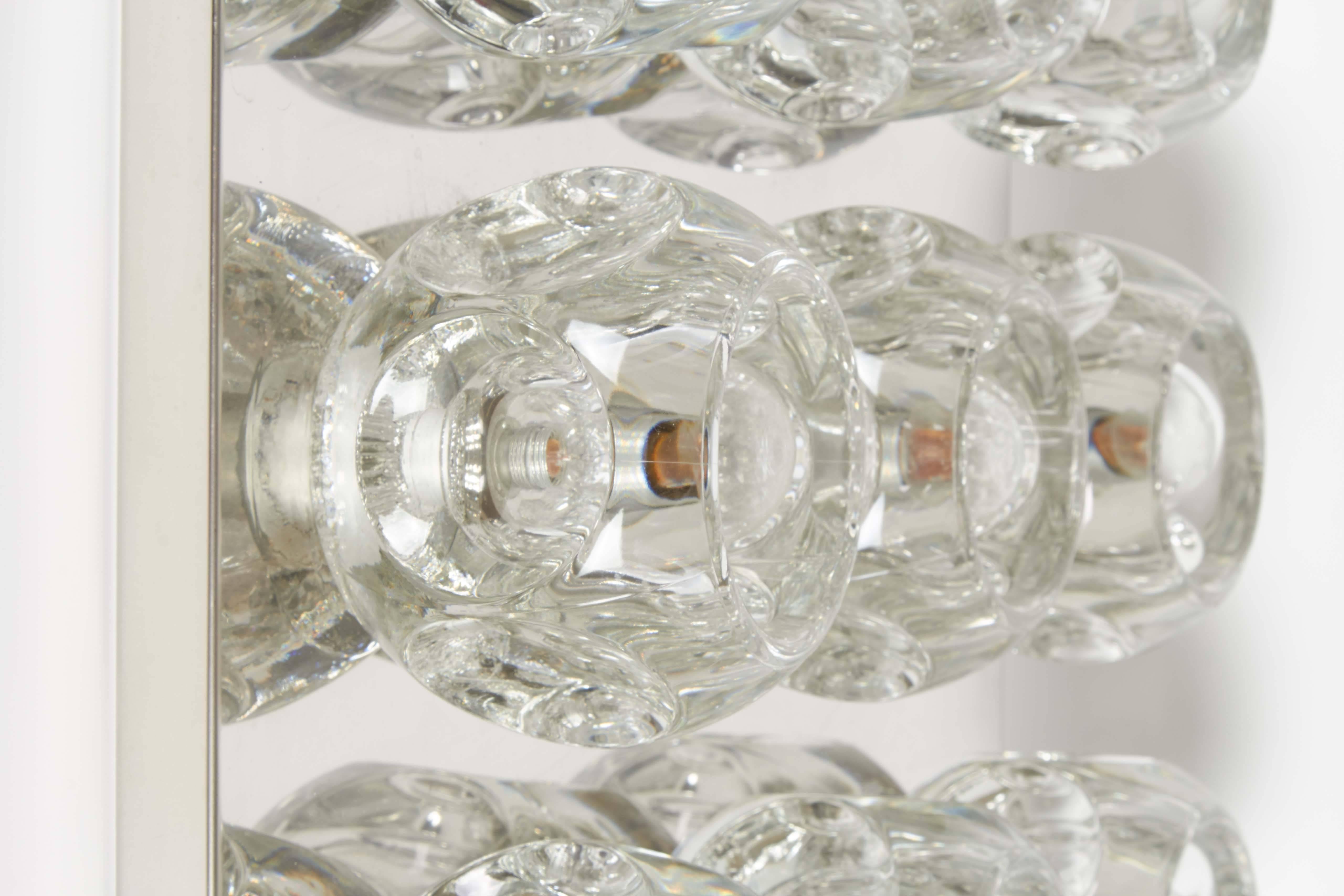 German Peill & Putzler Wall and Ceiling Light Fixture in Chrome with Faceted Glass