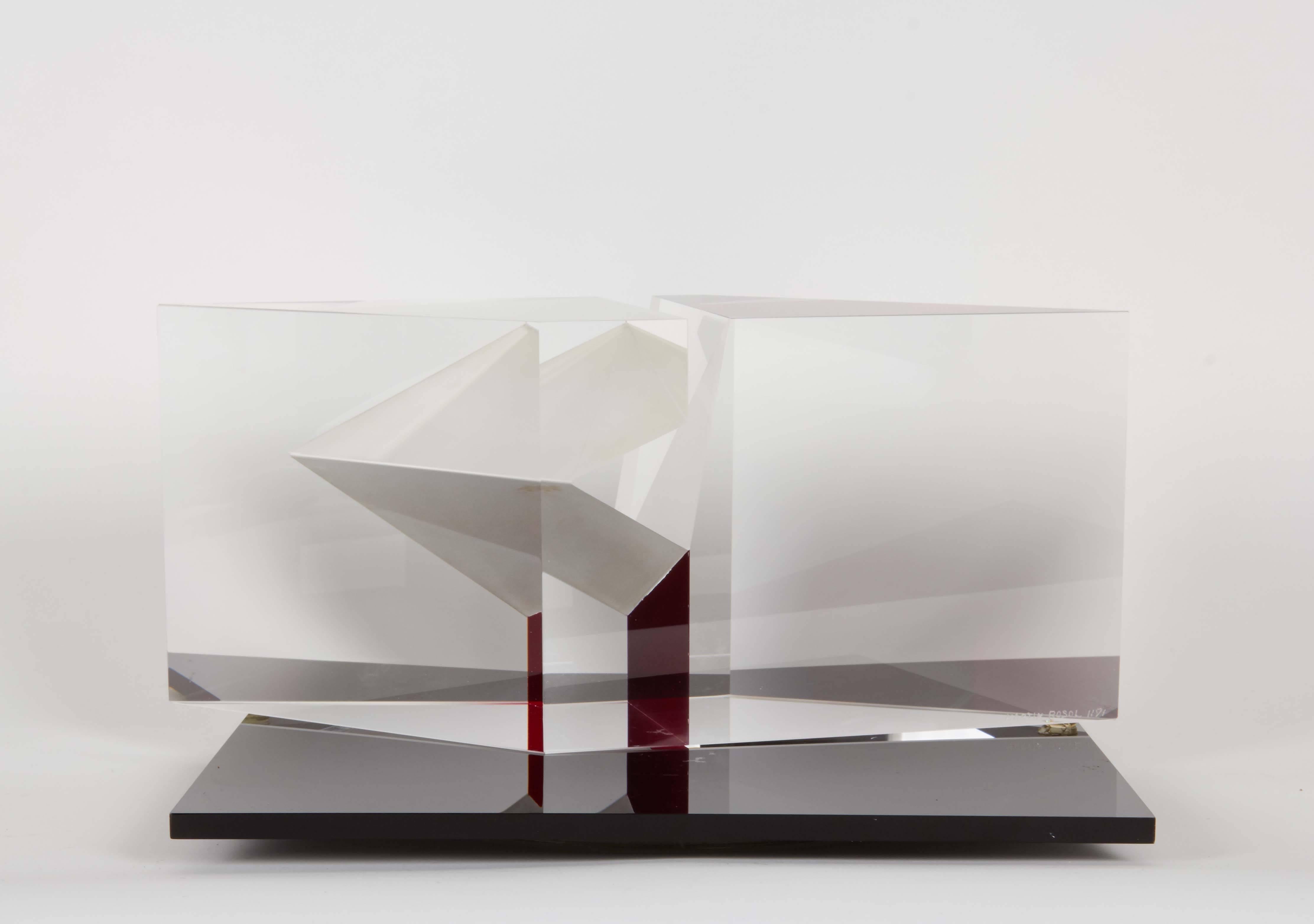 Martin Rosol Optical Glass Sculpture on Rotating Base at 1stDibs
