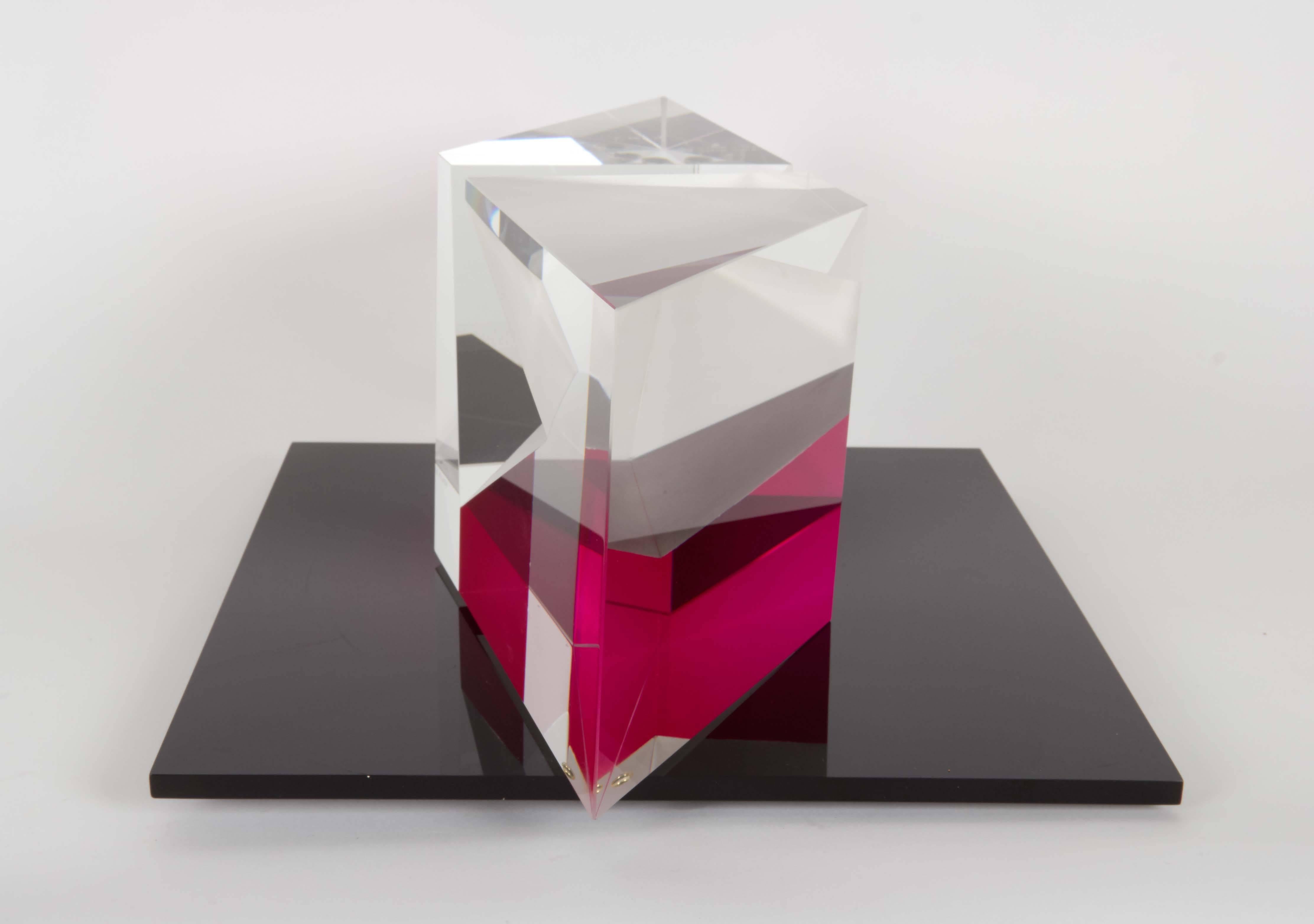 Martin Rosol Optical Glass Sculpture on Rotating Base In Good Condition In New York, NY