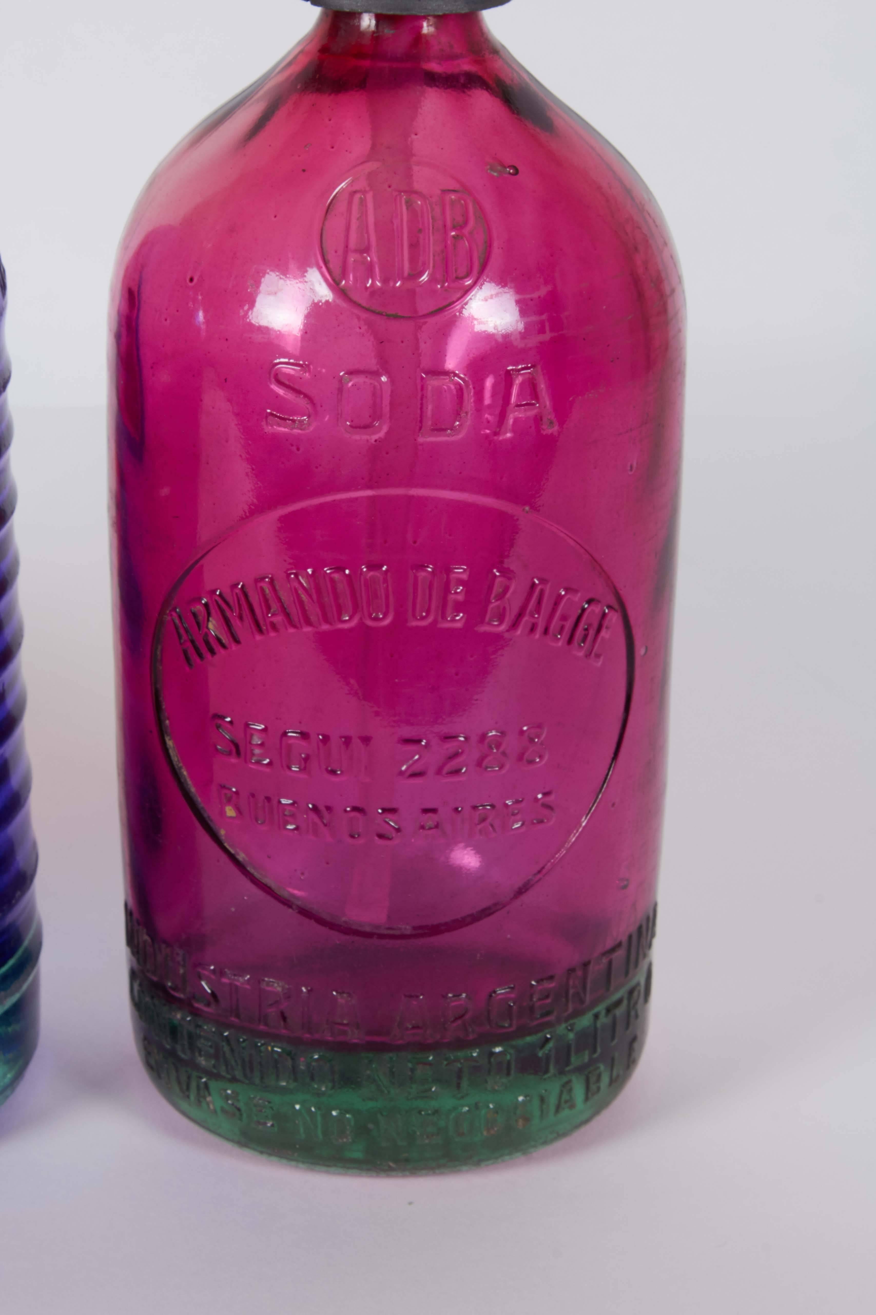 Argentine Set of Three Art Deco Argentinian Seltzer Bottles