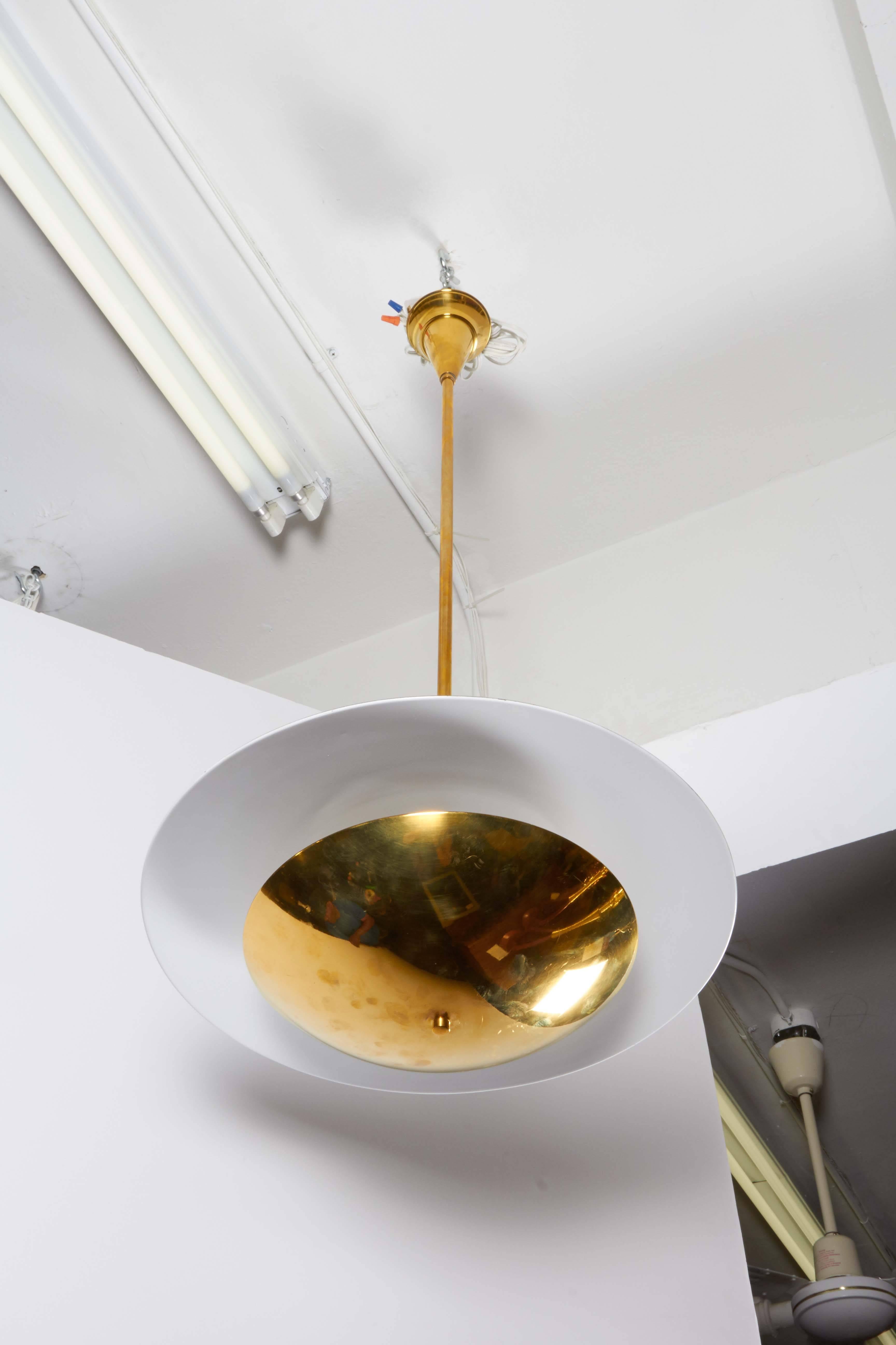 Italian Modernist Reflector Pendant, Attributed to Stilnovo In Good Condition In New York, NY