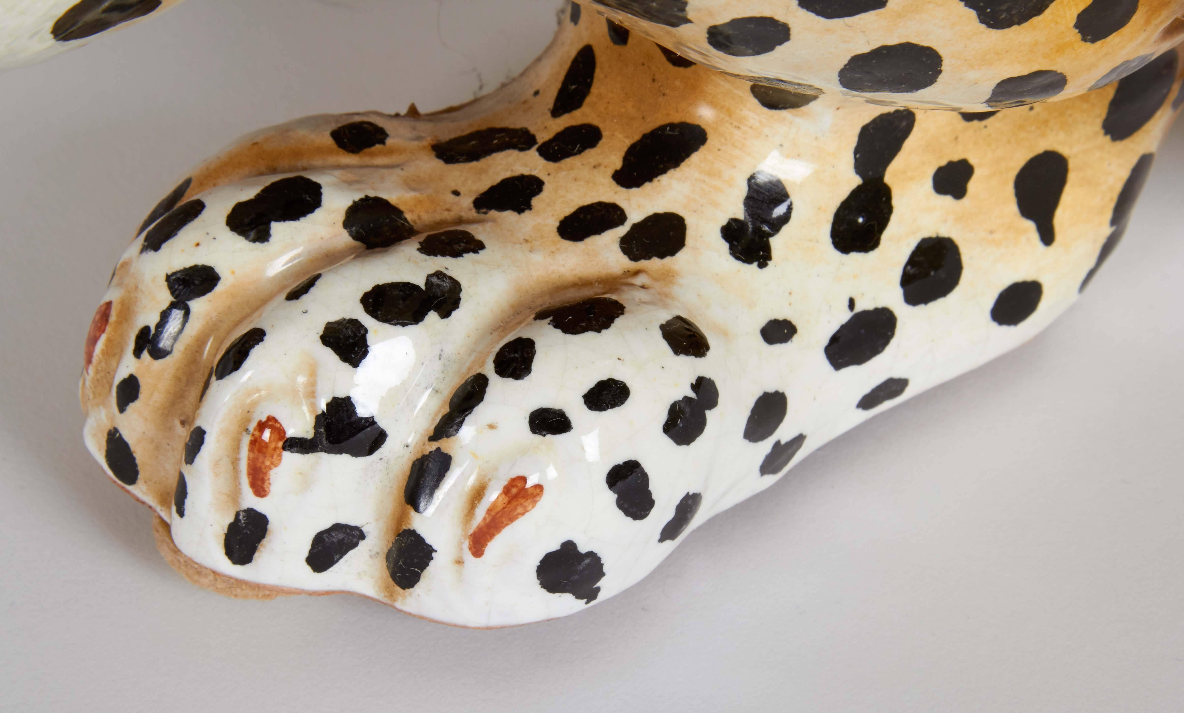 20th Century Italian Glazed Ceramic Leopard