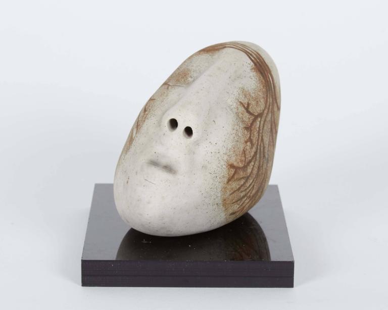 Abstract Ceramic Sculpture of Head, Mounted on Base For Sale at 1stDibs