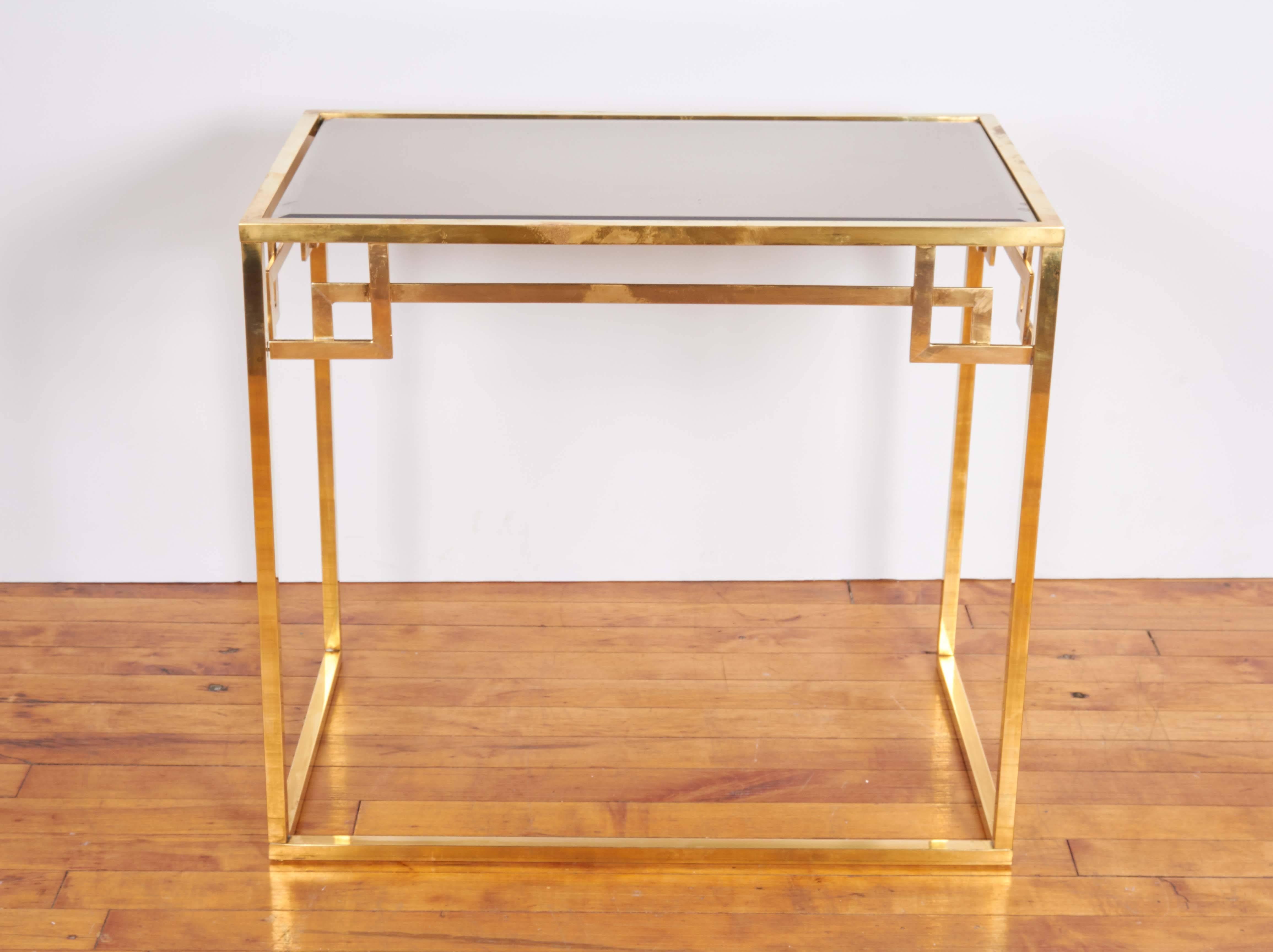 Mid-Century Italian Brass Nesting Tables with Greek Key Motif 4