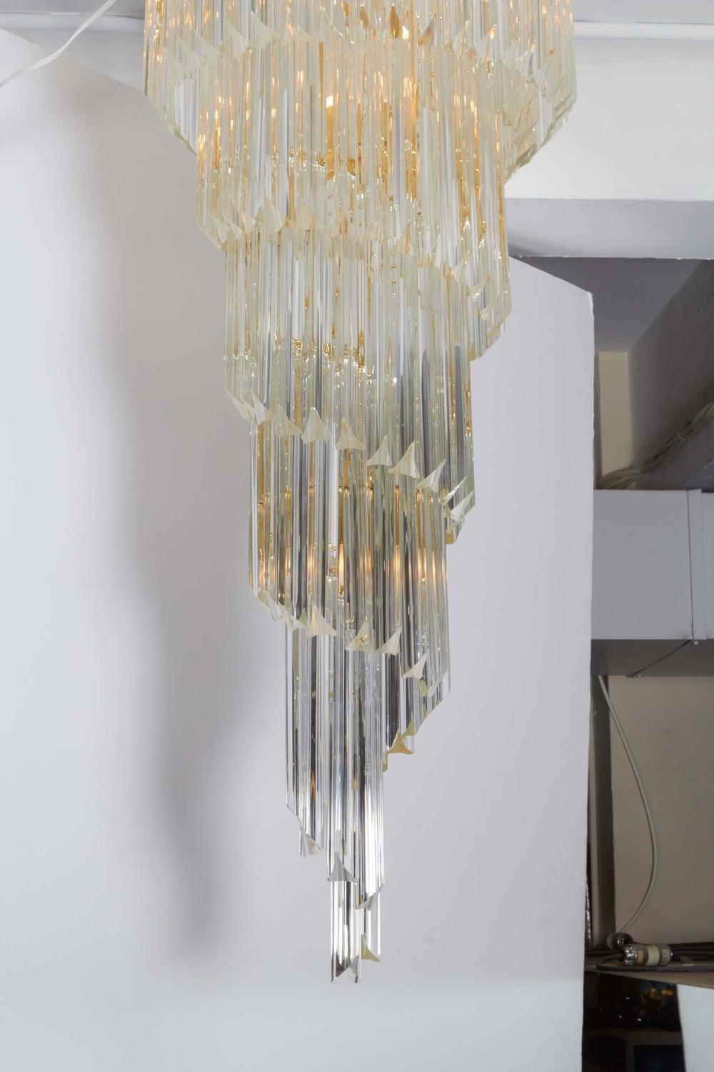 Cascading Chandelier with Crystal Prisms For Sale at 1stdibs