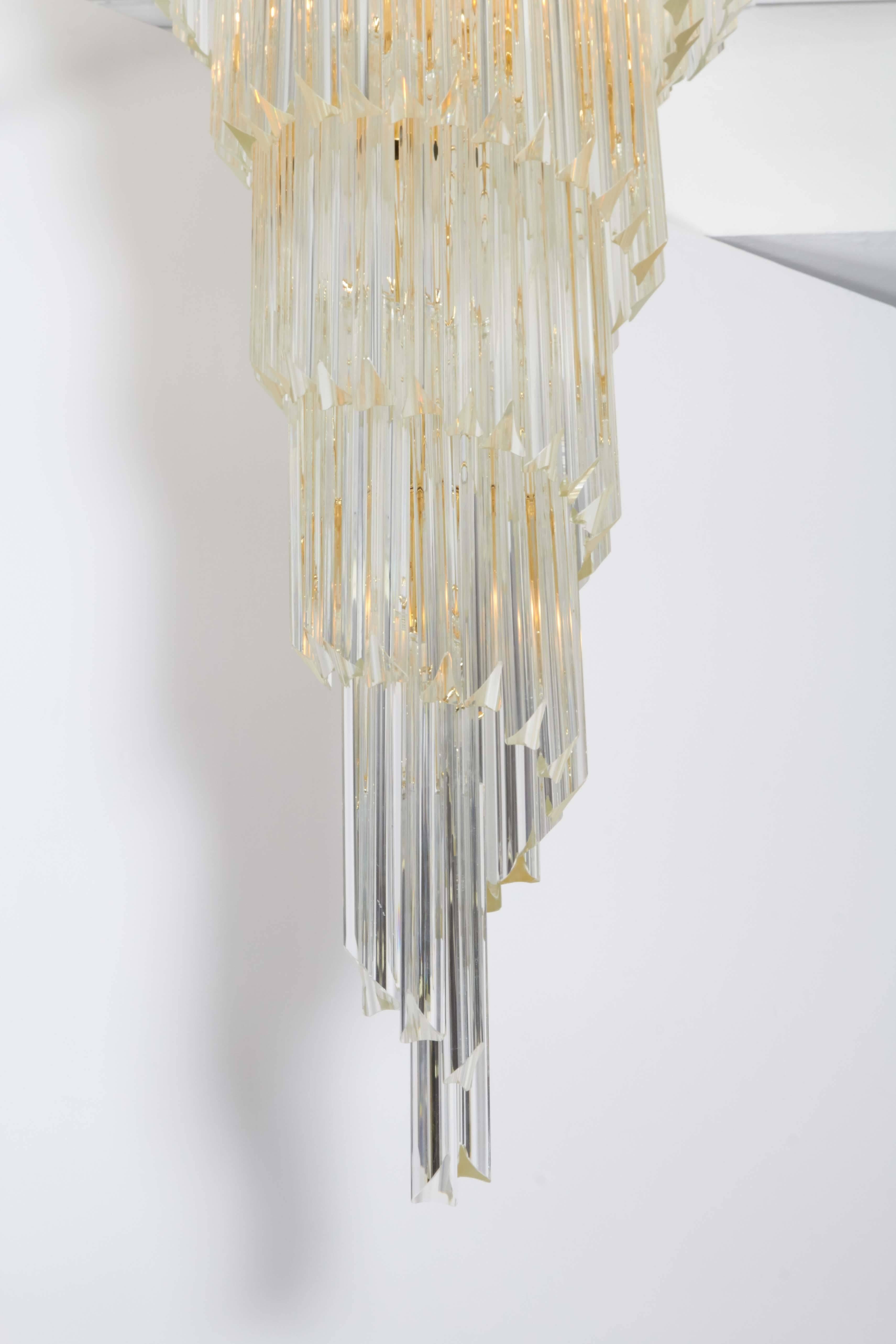 20th Century Cascading Chandelier with Crystal Prisms
